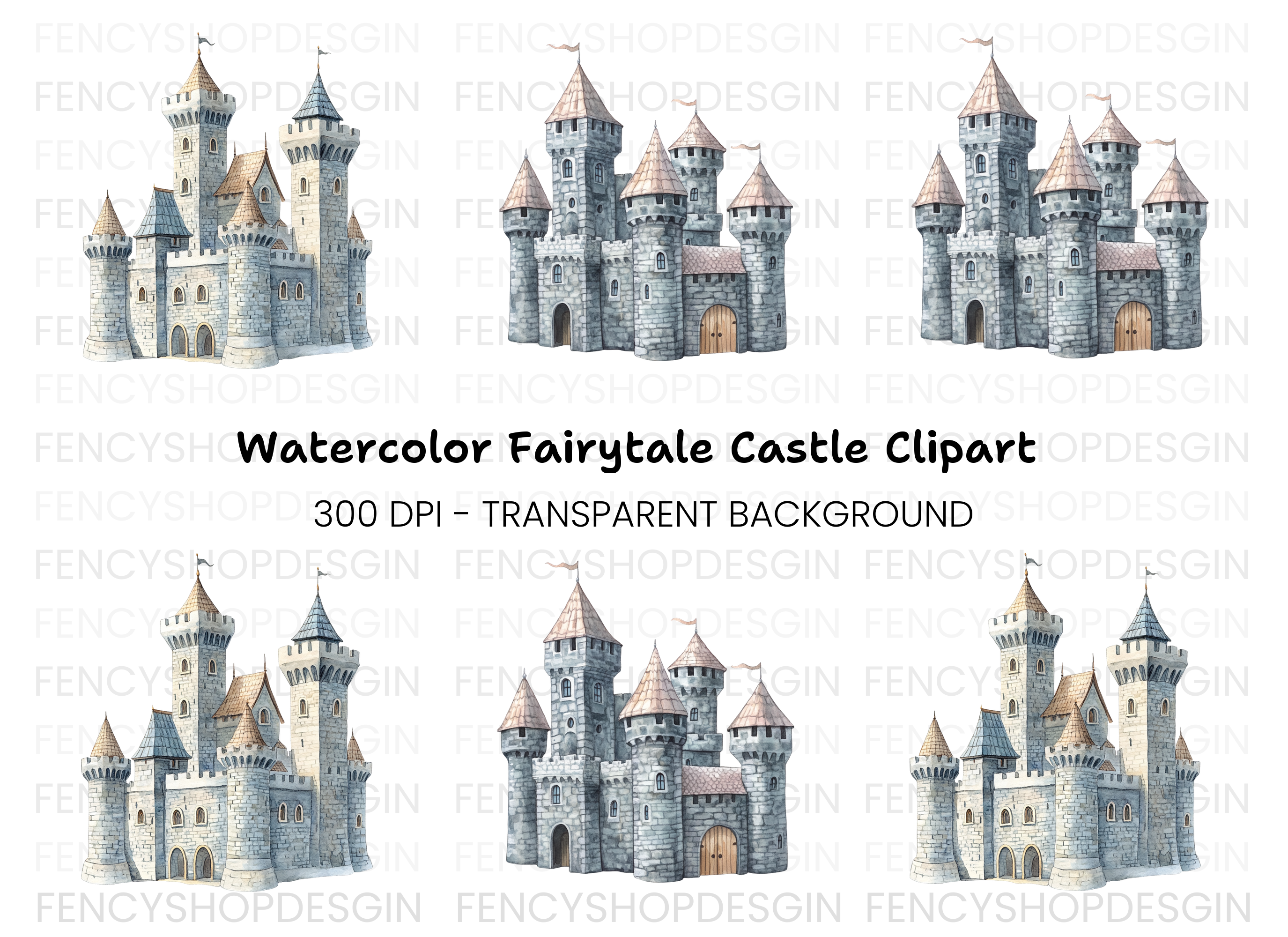 Fantasy Medieval Castle Clipart Bundle