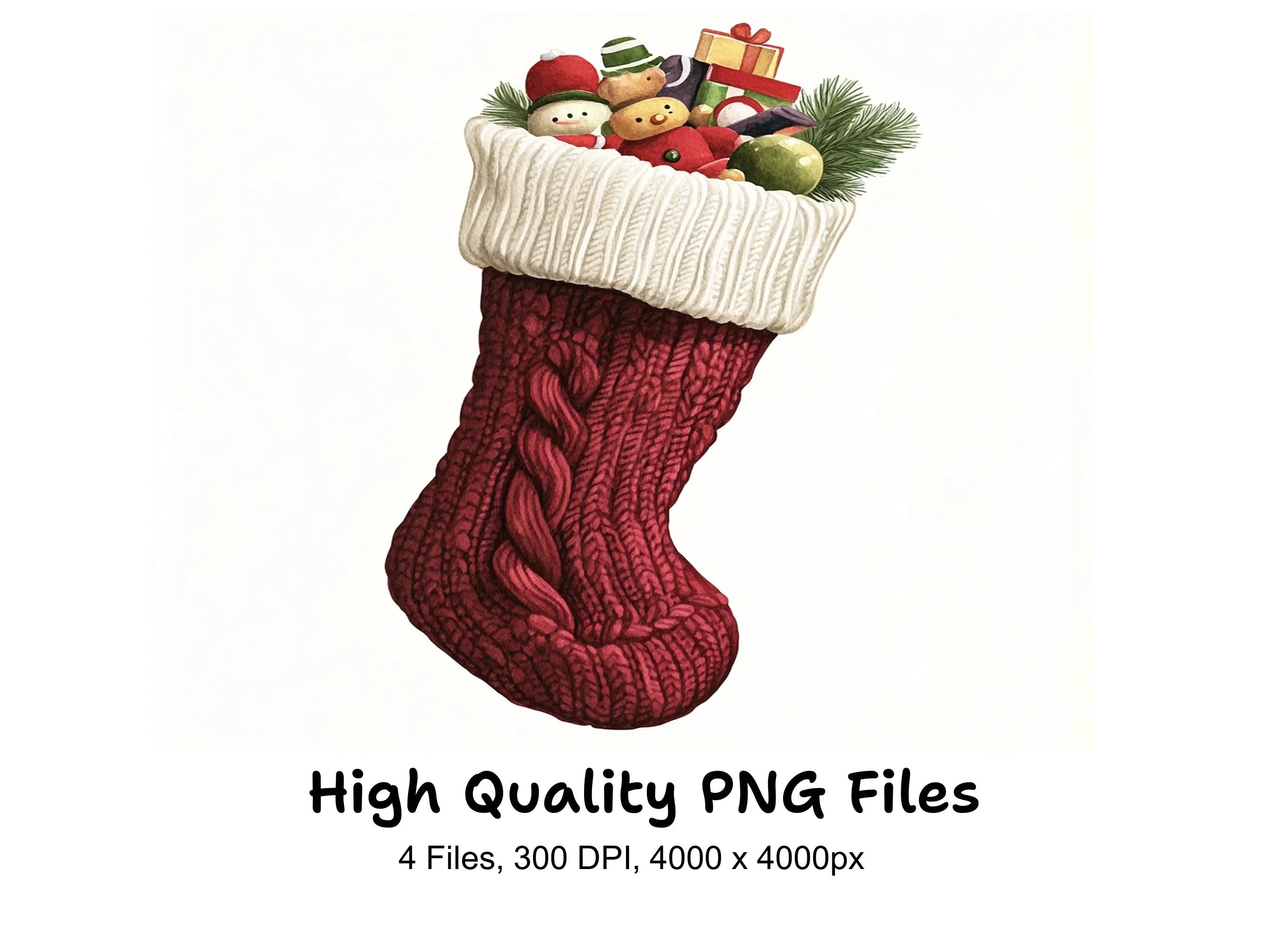 Christmas Stockings Filled With Gifts Clipart Bundle