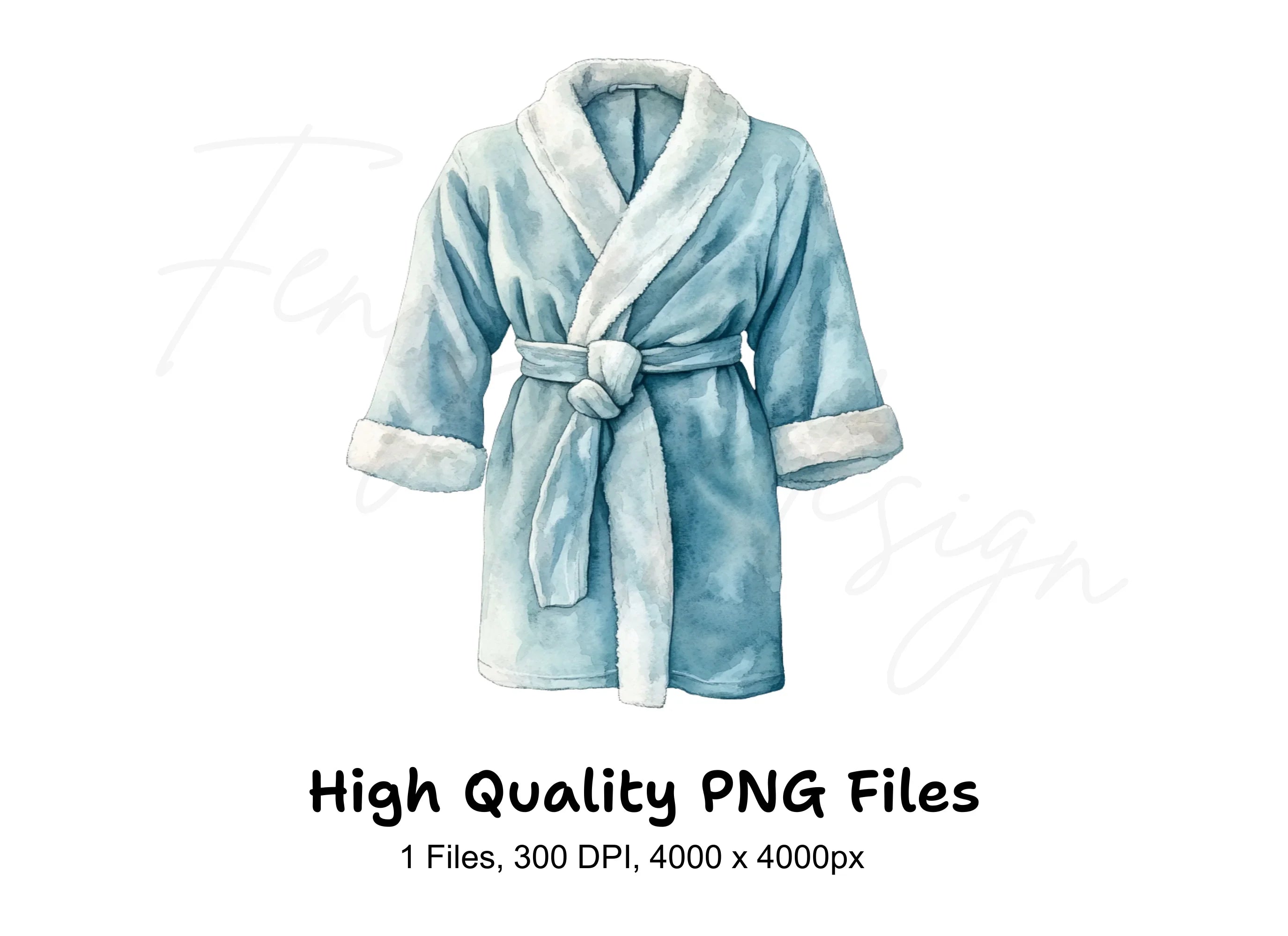 Soft Blue Bathrobe Clipart Bundle