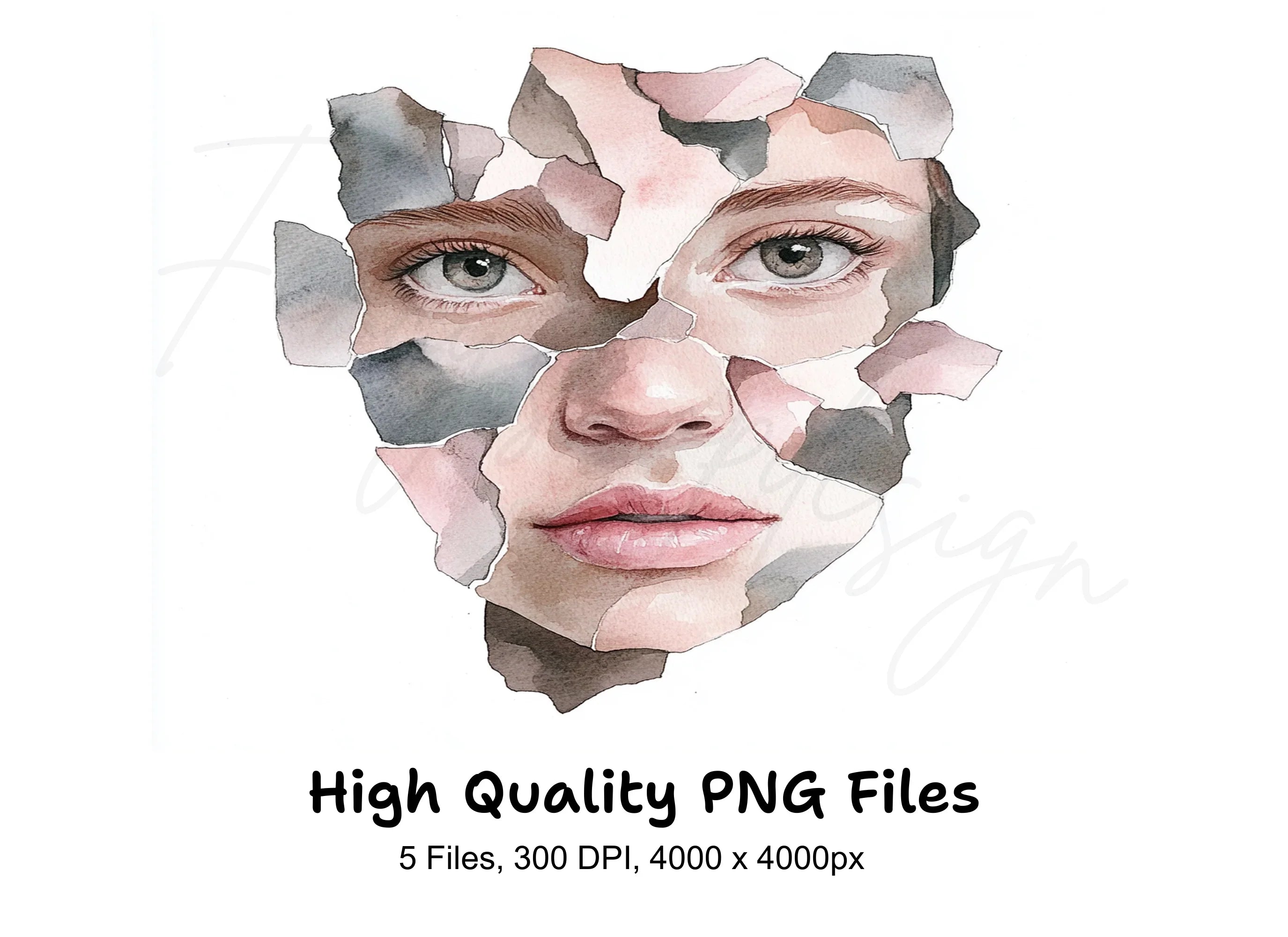 Fragmented Face Clipart Bundle