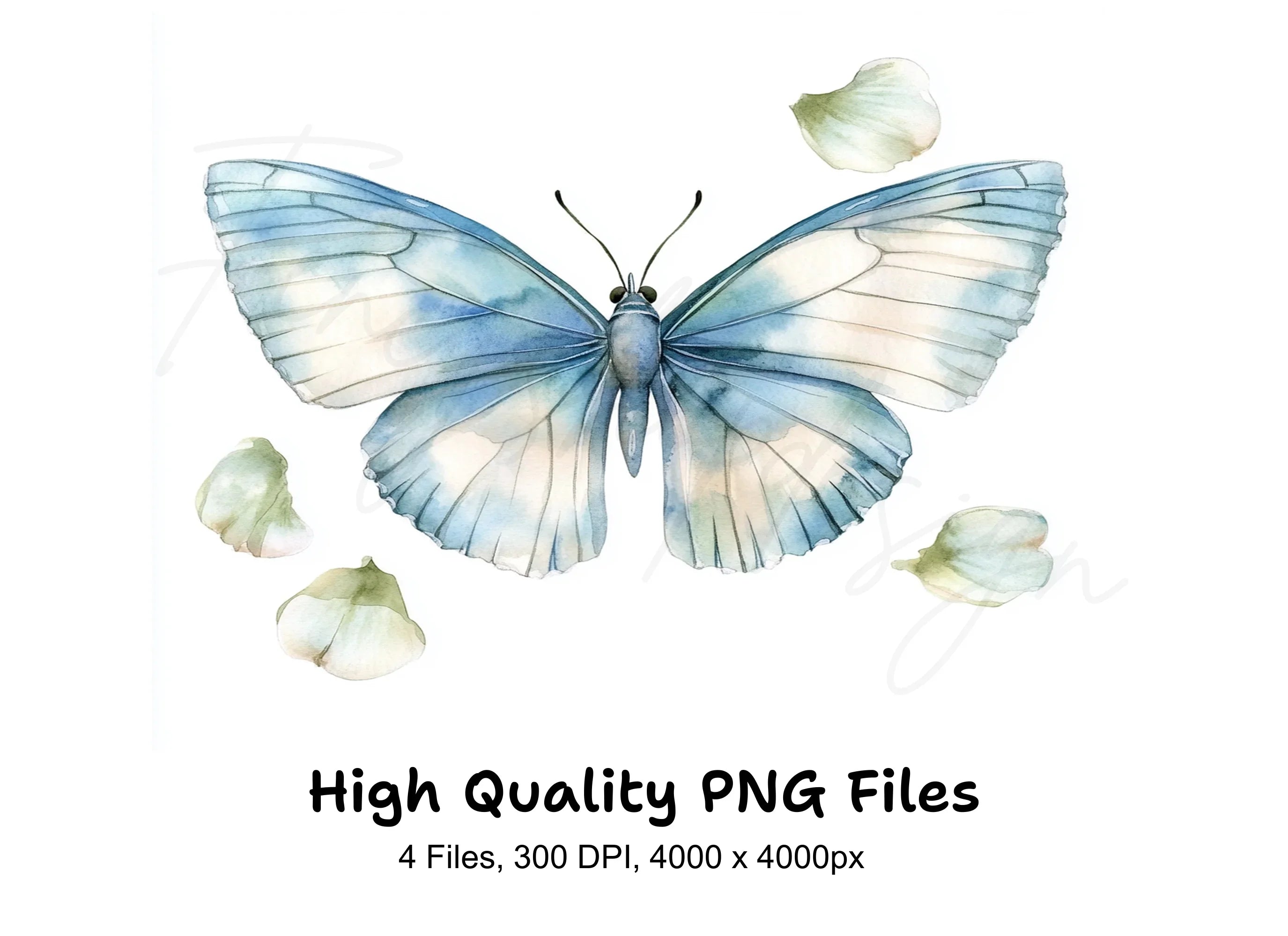 Blue Butterfly Clipart Bundle