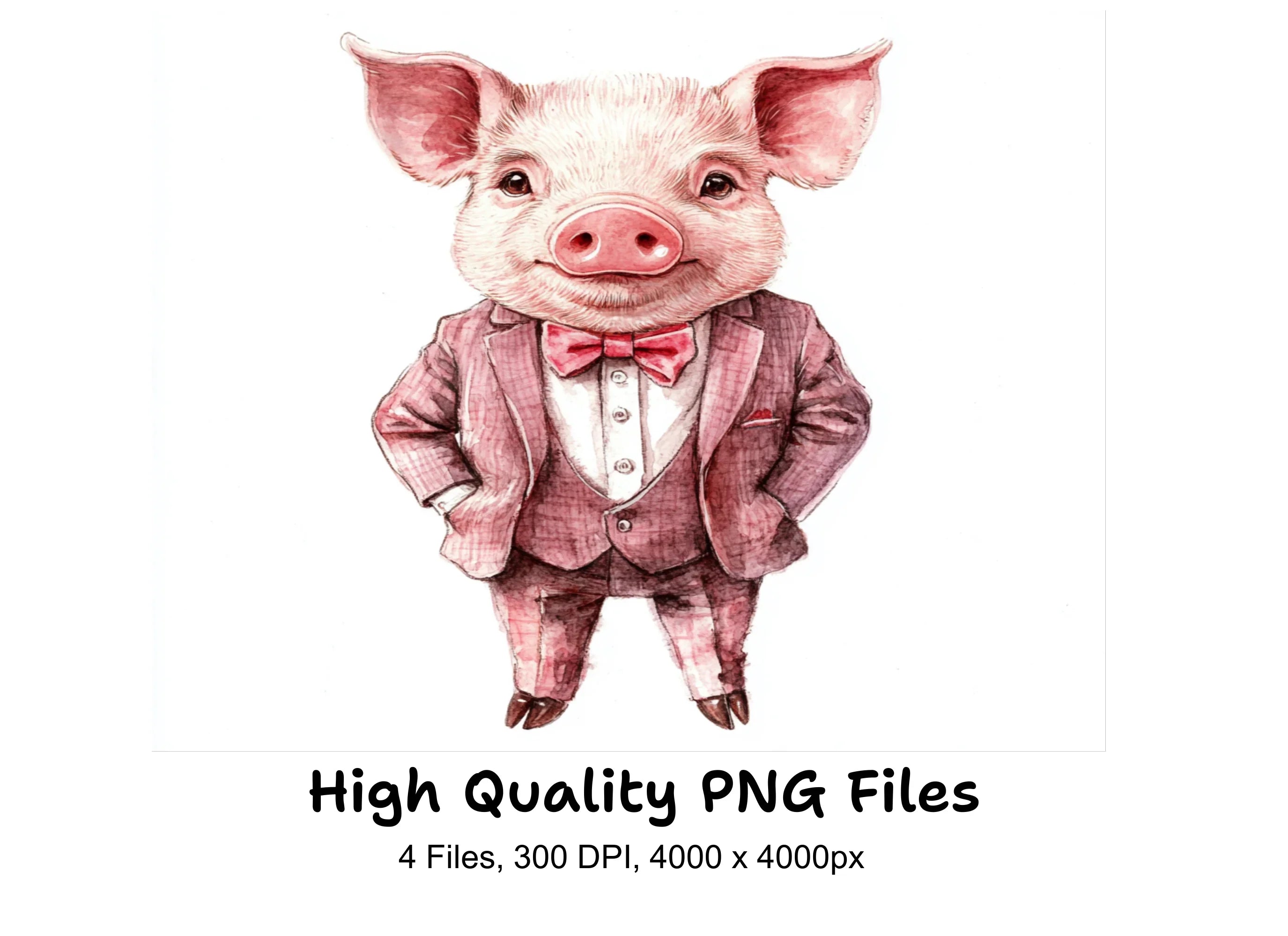 Dapper Pig in Suit Clipart Bundle