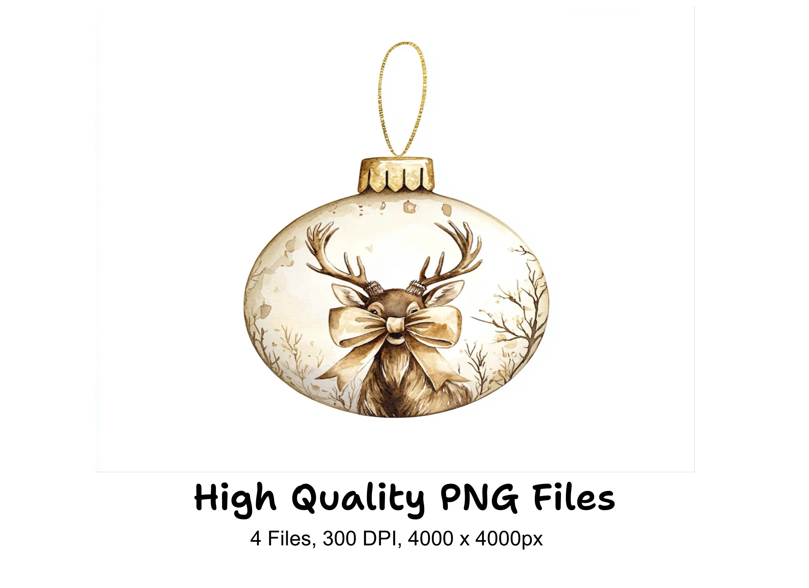 Christmas Deer Ornament Clipart Bundle