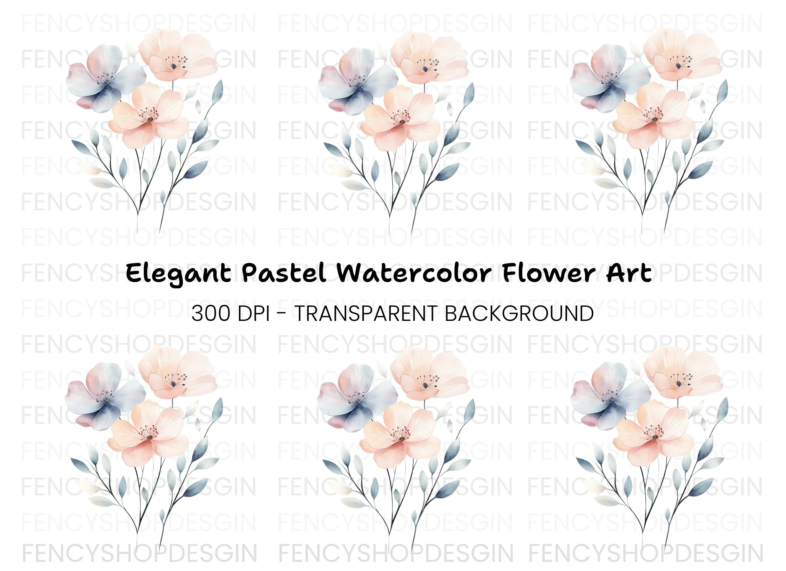 Soft Floral Clipart Bundle