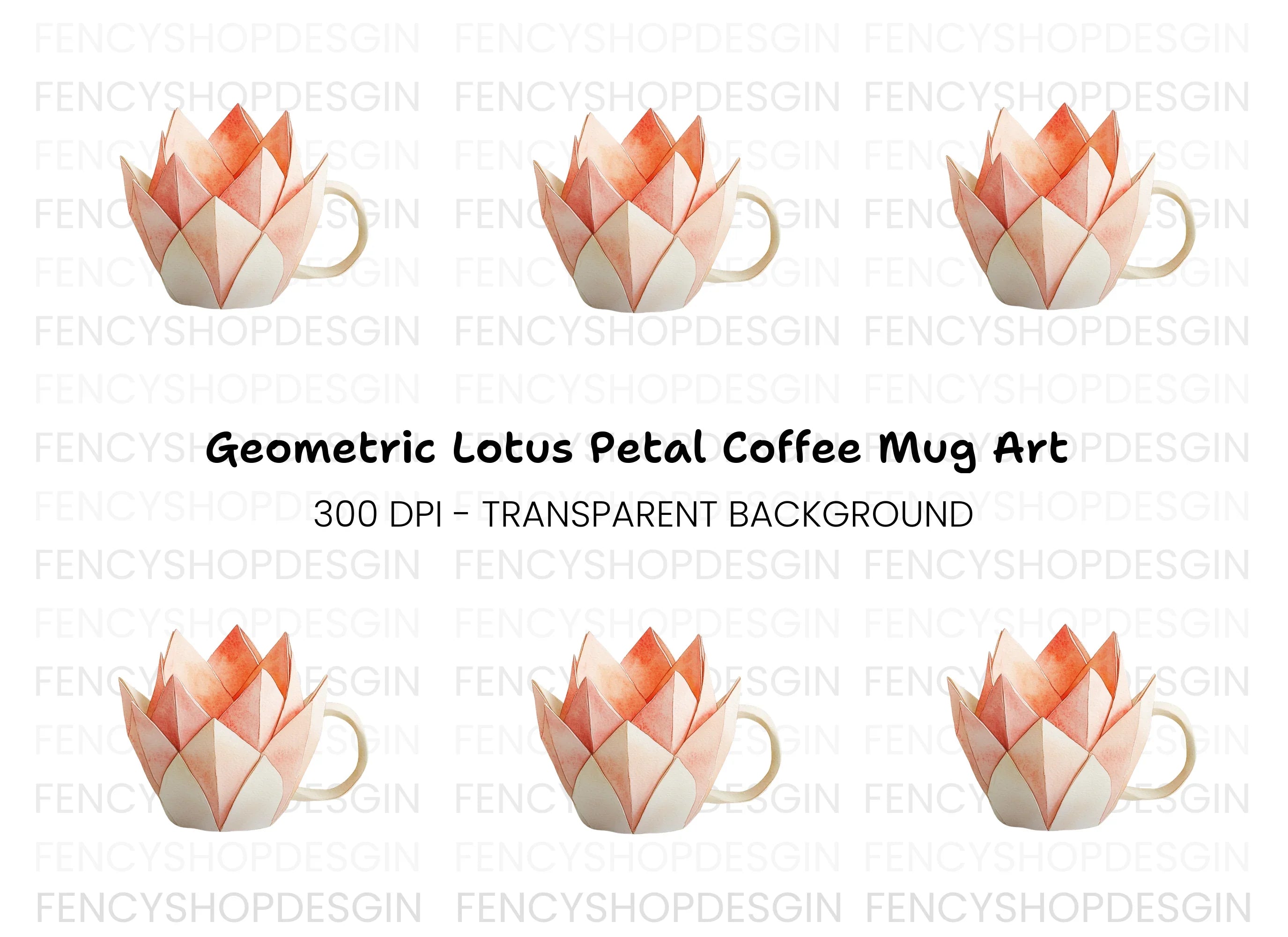 Elegant Lotus Teacup Clipart Bundle