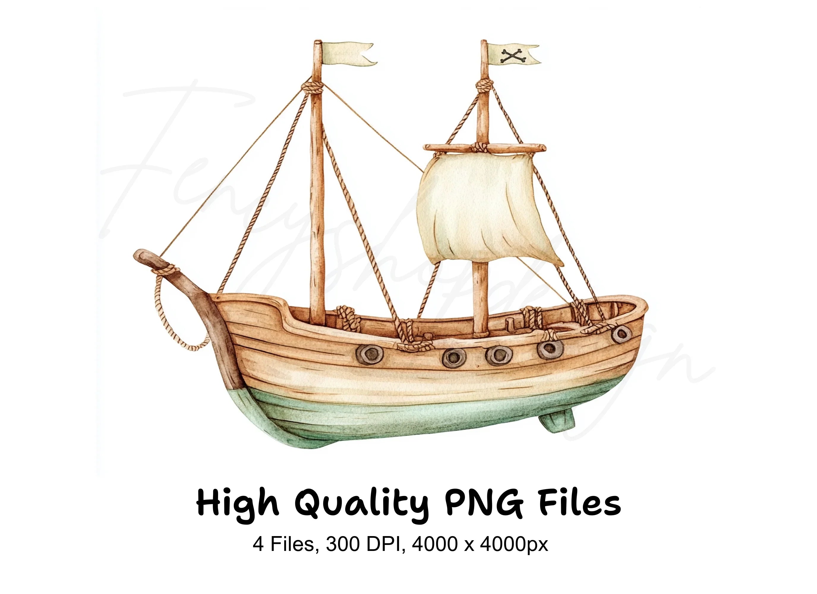 Vintage Pirate Ships Clipart Bundle