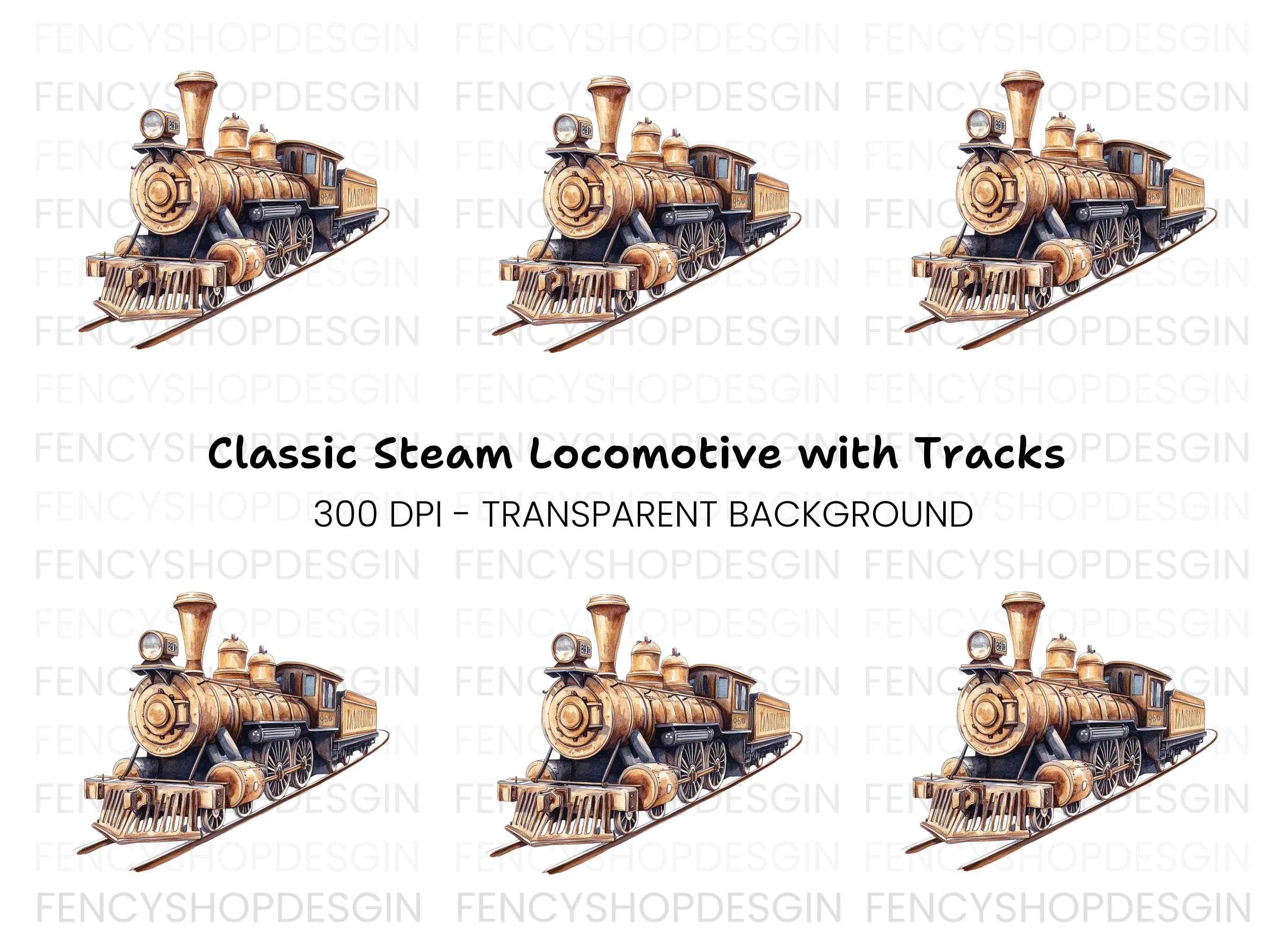 Vintage Steam Train Clipart Bundle