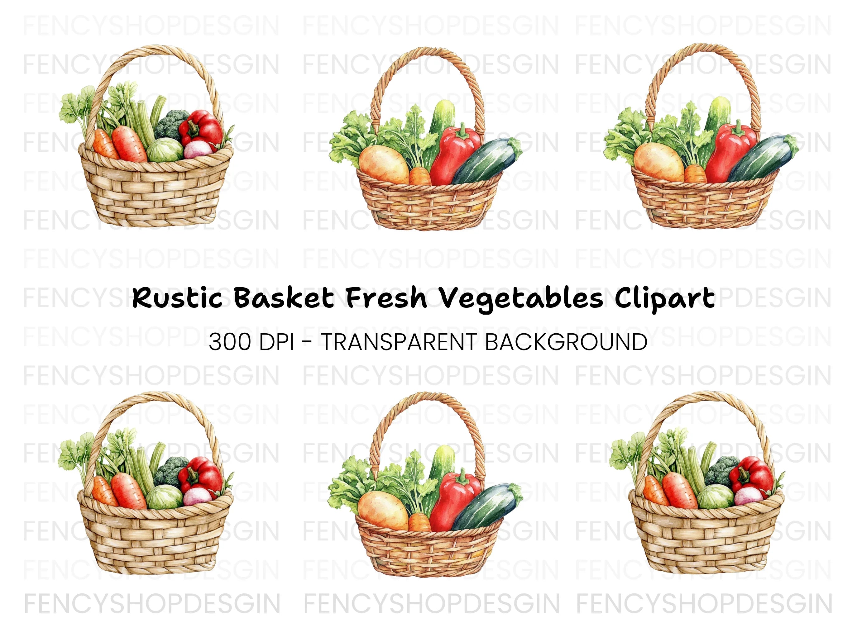Vegetable Baskets Clipart Bundle