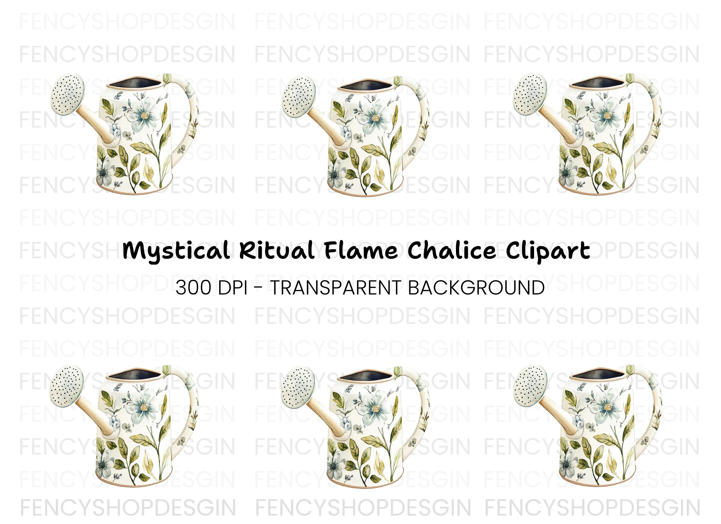 Floral Watering Can Clipart Bundle