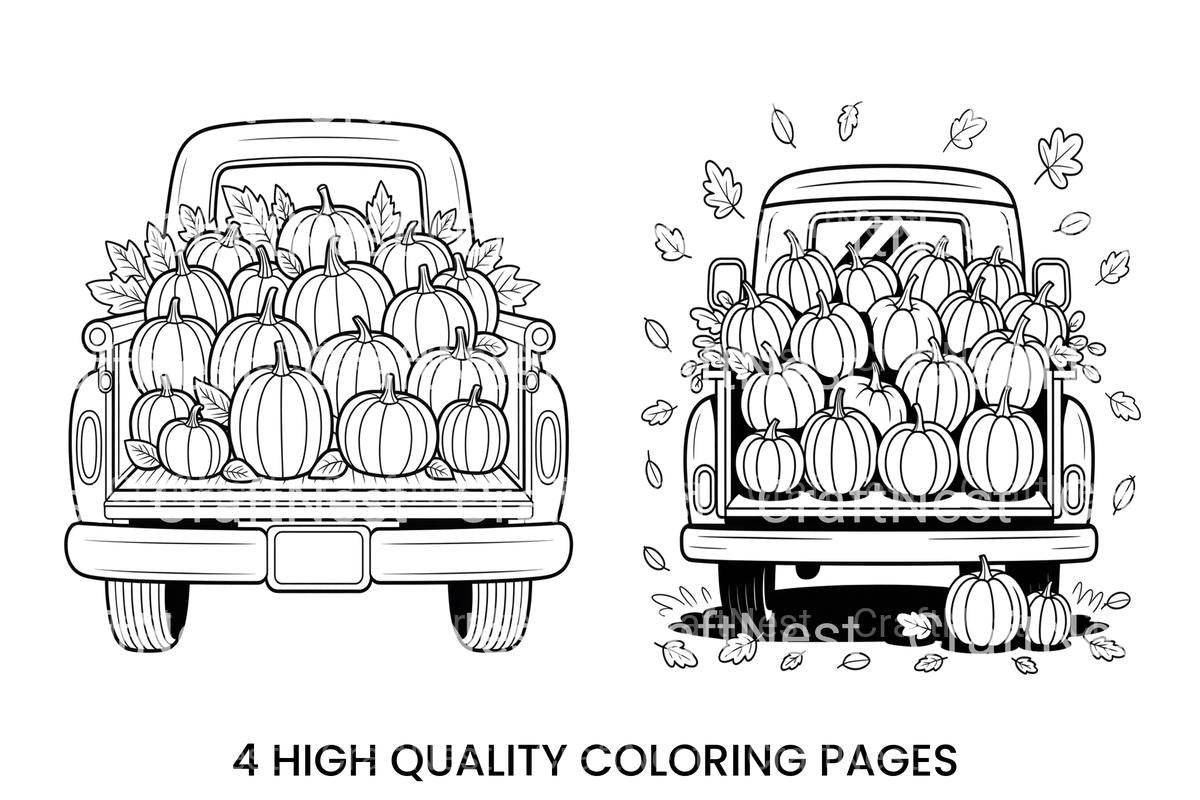 Autumn Pumpkin Truck Fun Coloring Books