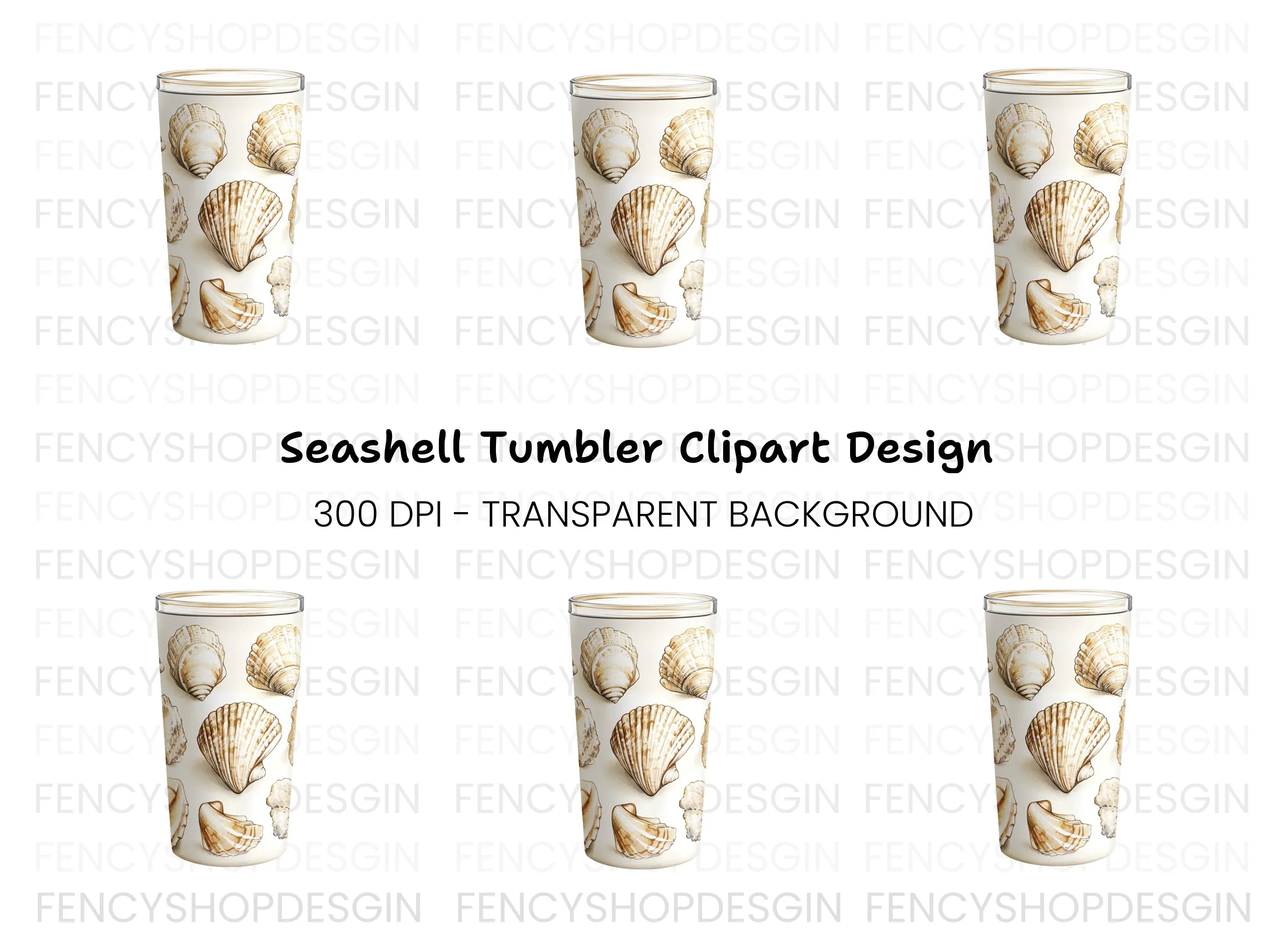 Seashells Tumbler Clipart Bundle