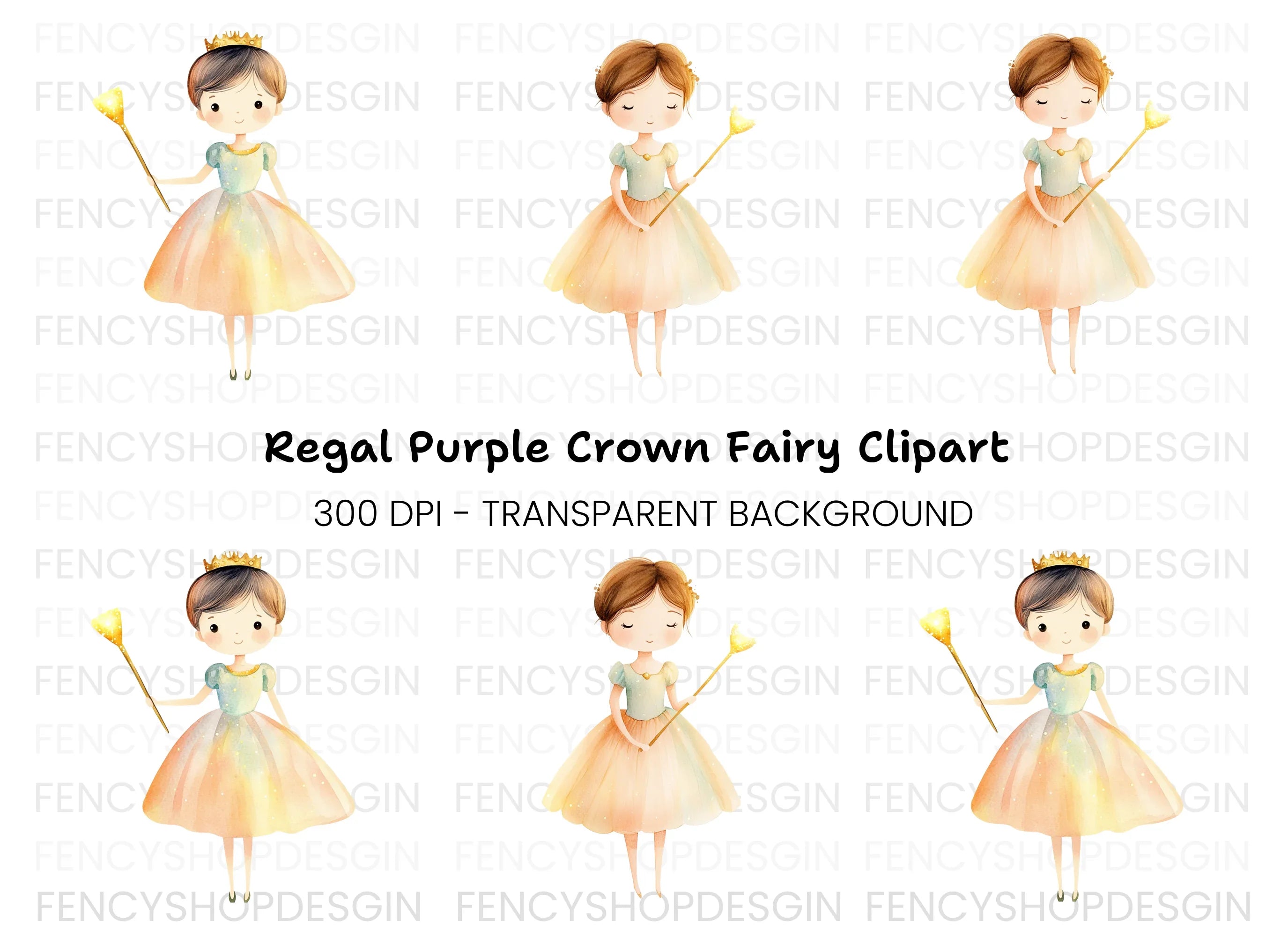 Cute Princess Ballerina Duo Clipart Bundle
