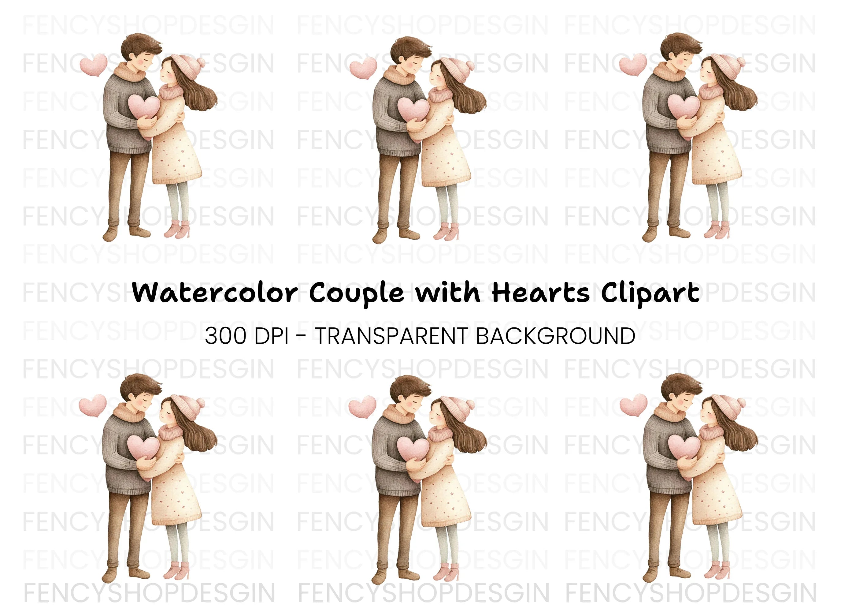 Cute Couple in Love Clipart Bundle