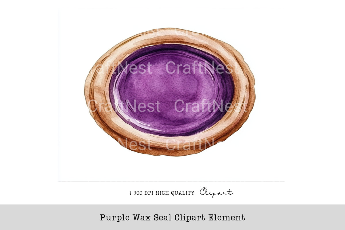 Purple Wax Seal Element Clipart Bundle