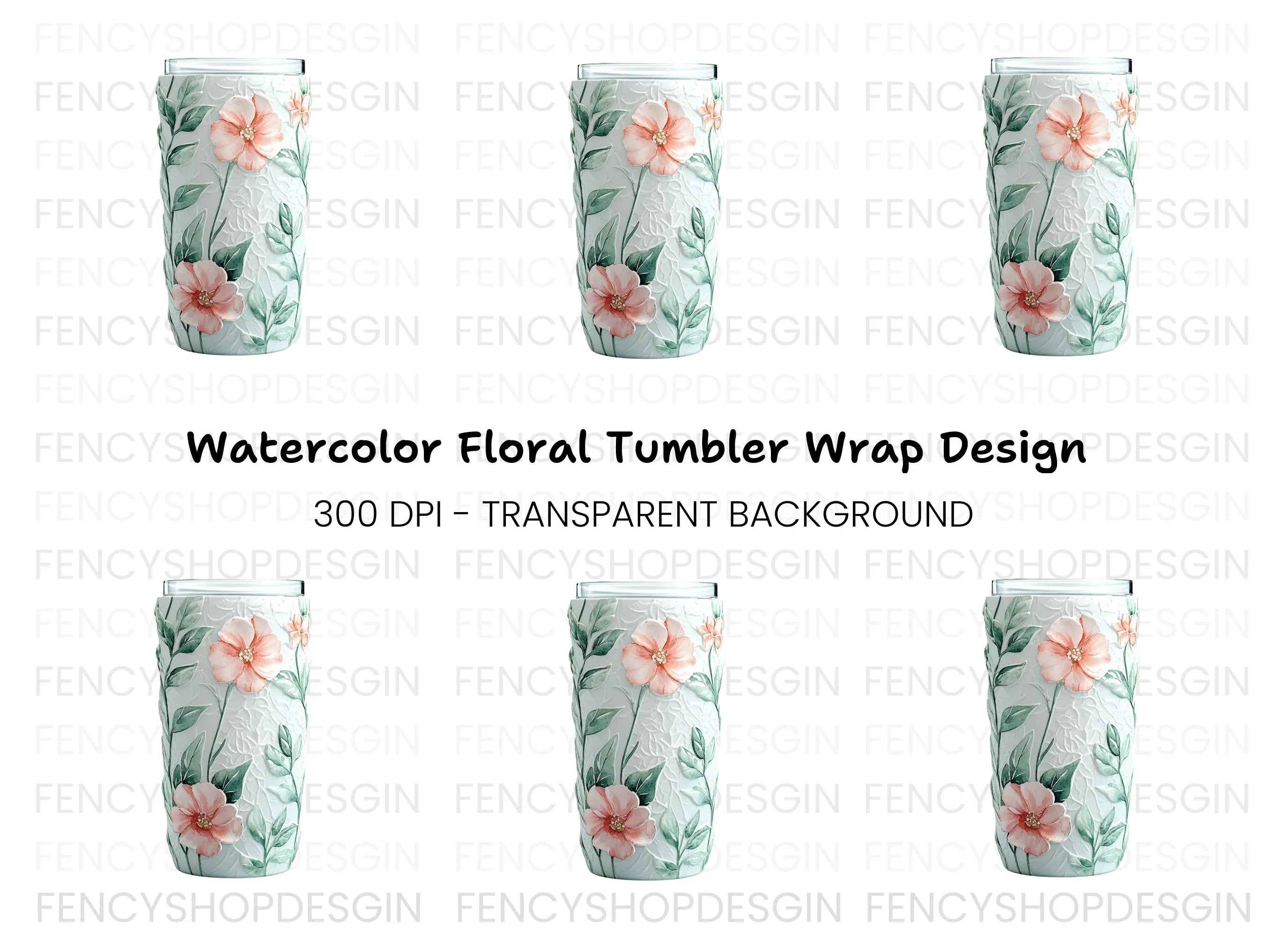 Floral Embossed Tumbler Clipart Bundle