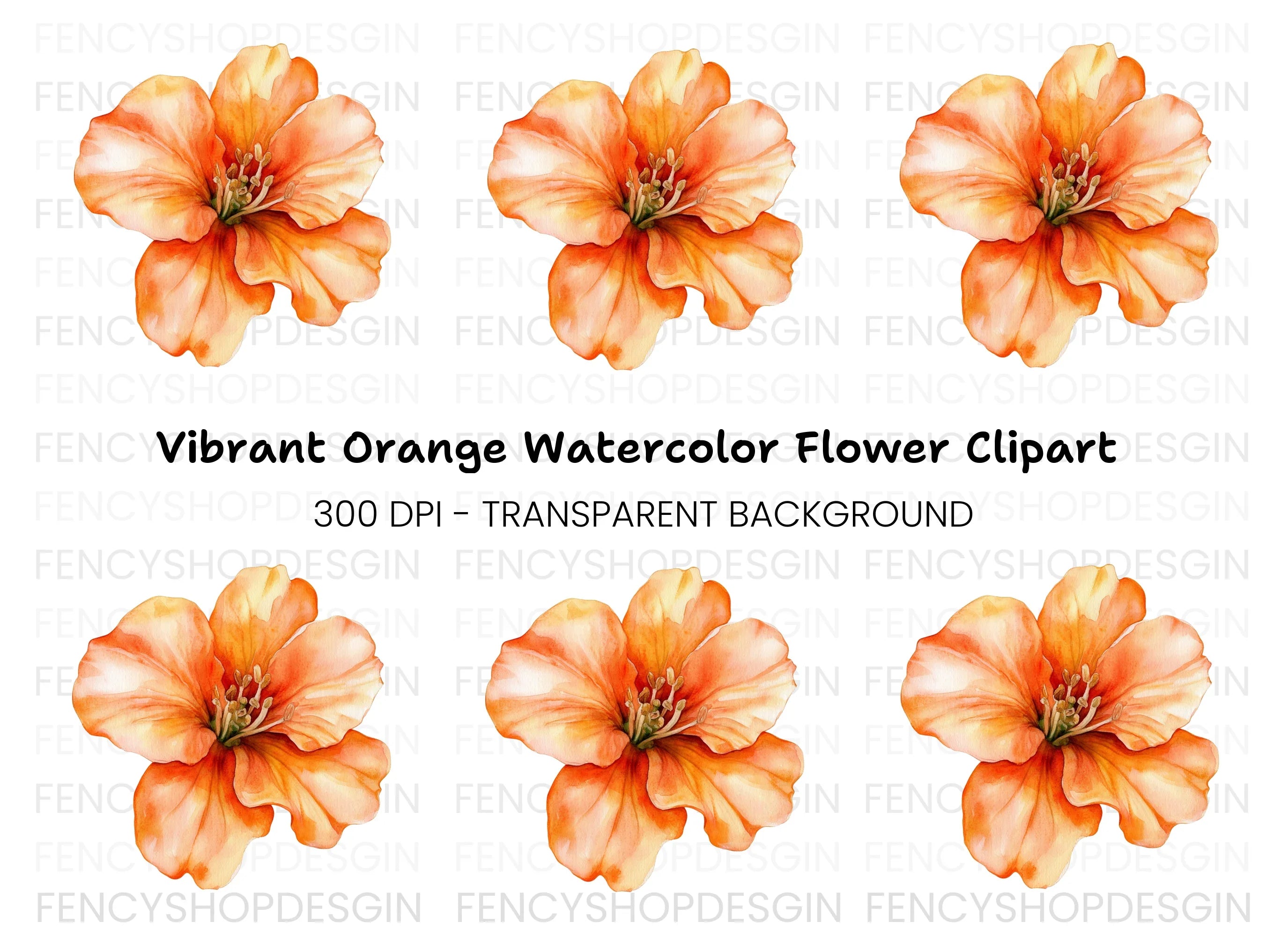Vibrant Orange Flower Clipart Bundle