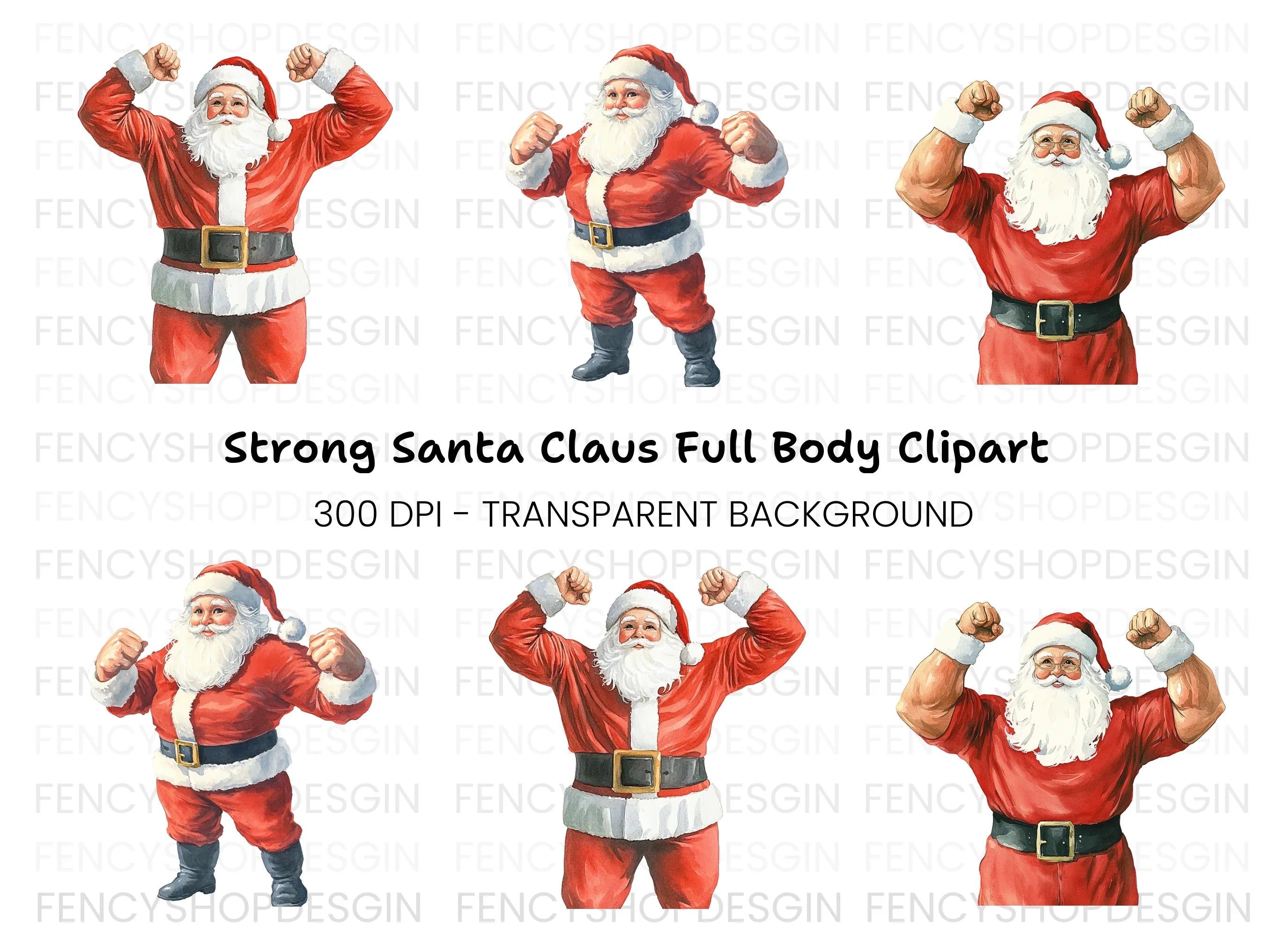 Jolly Santa Clipart Bundle
