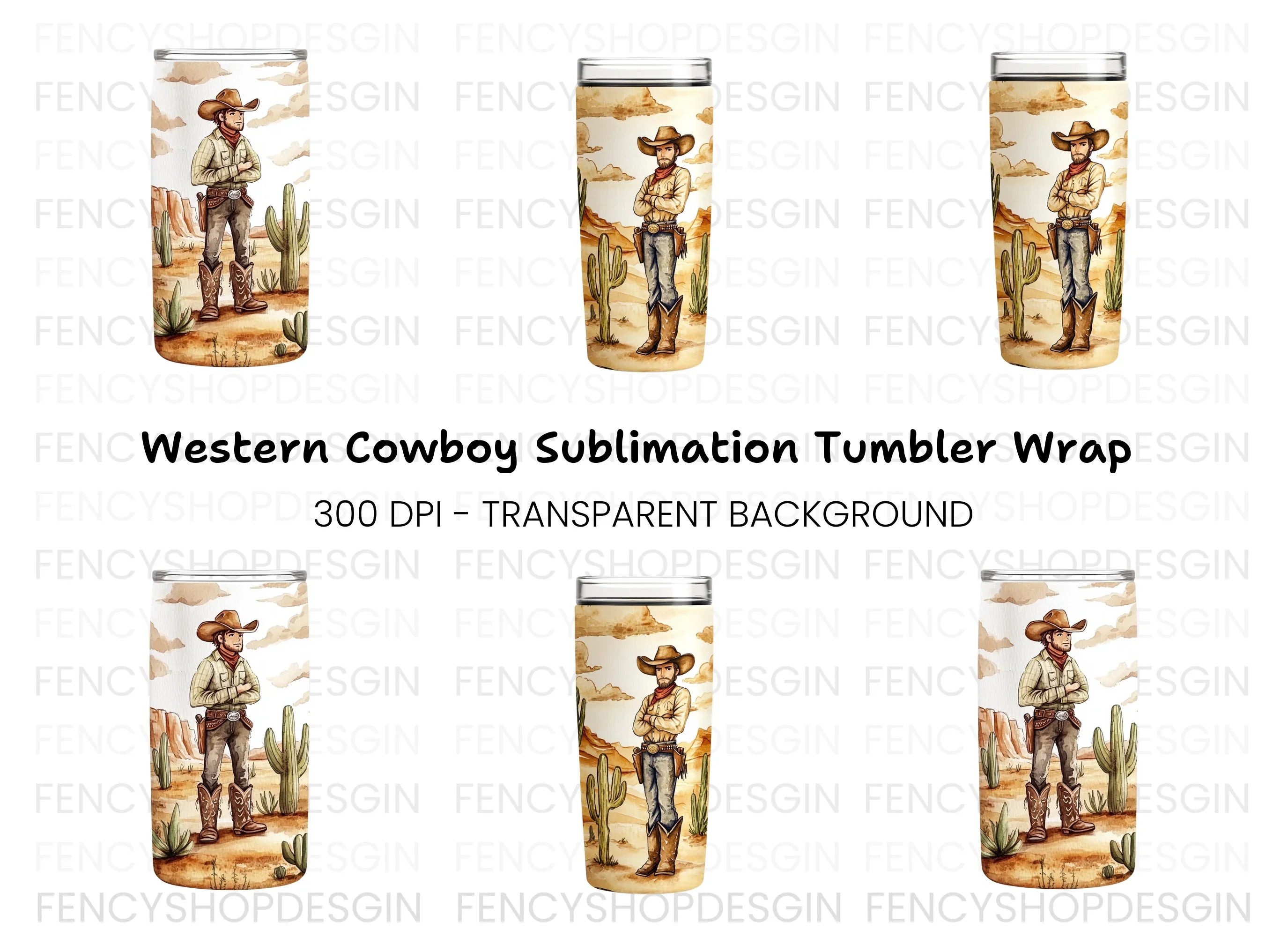 Cowboy Tumbler Clipart Bundle