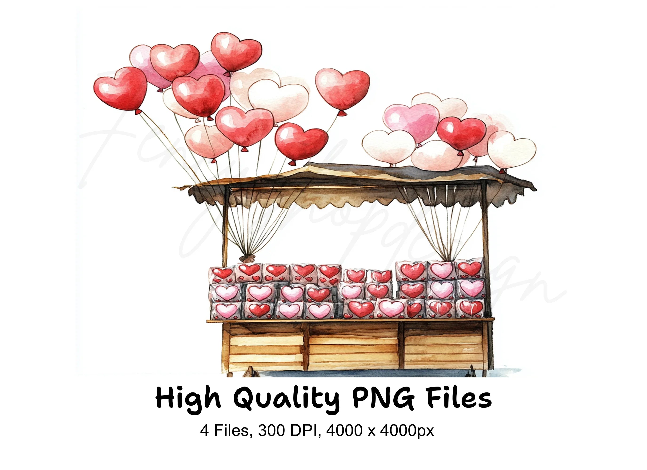 Valentine's Day Balloon Stall Clipart Bundle
