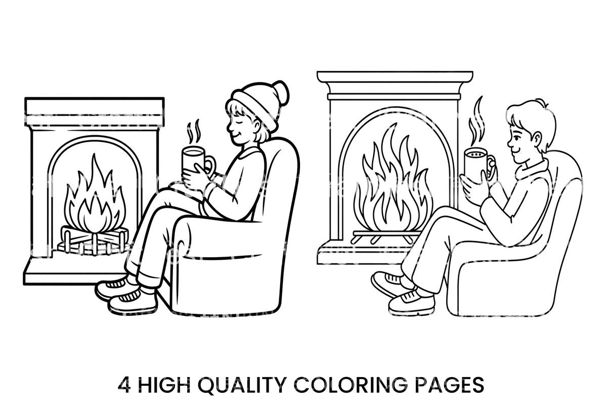 Cozy Fireplace Coloring Books