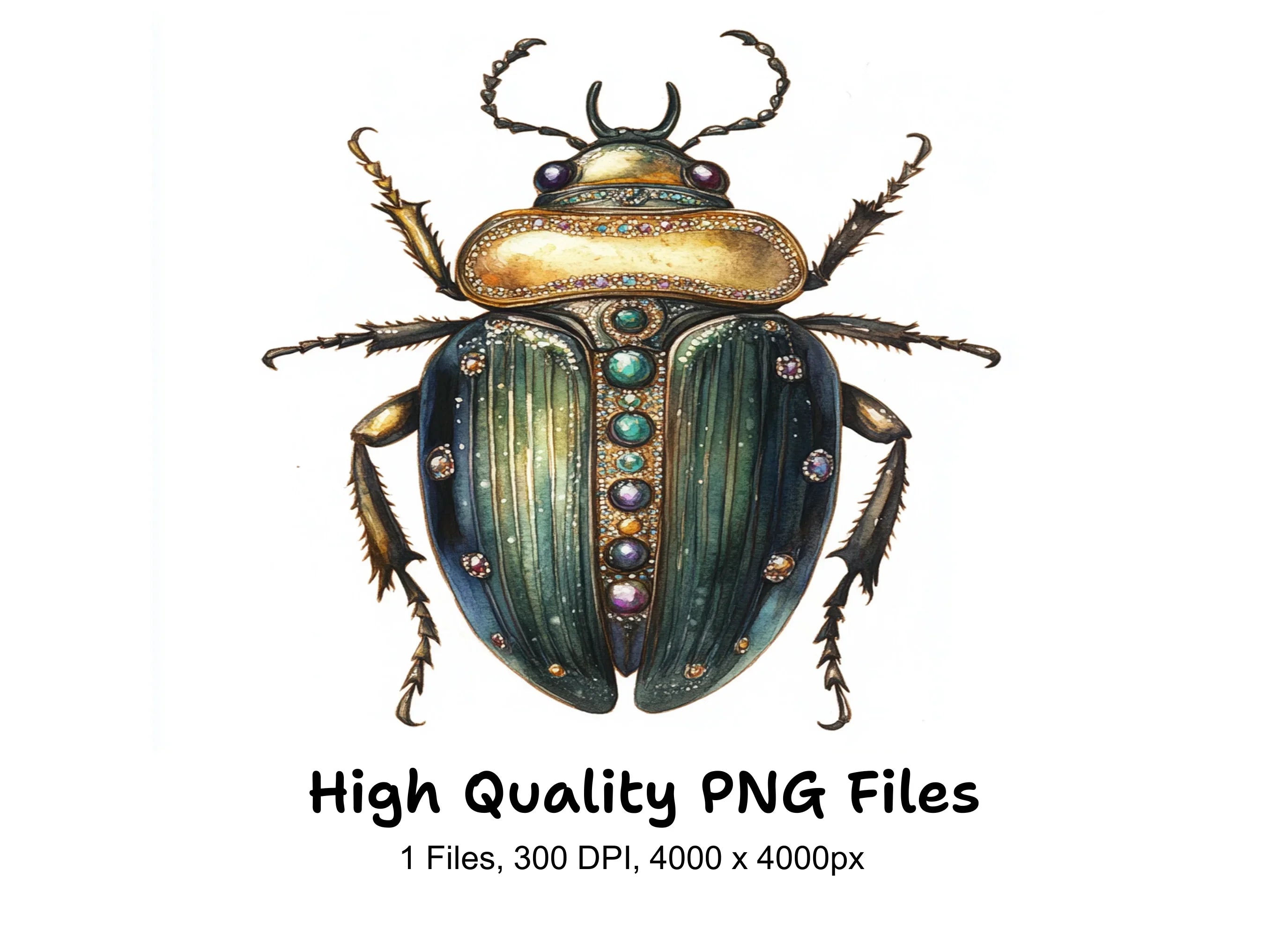 Ornate Gemstone Beetle Clipart Bundle
