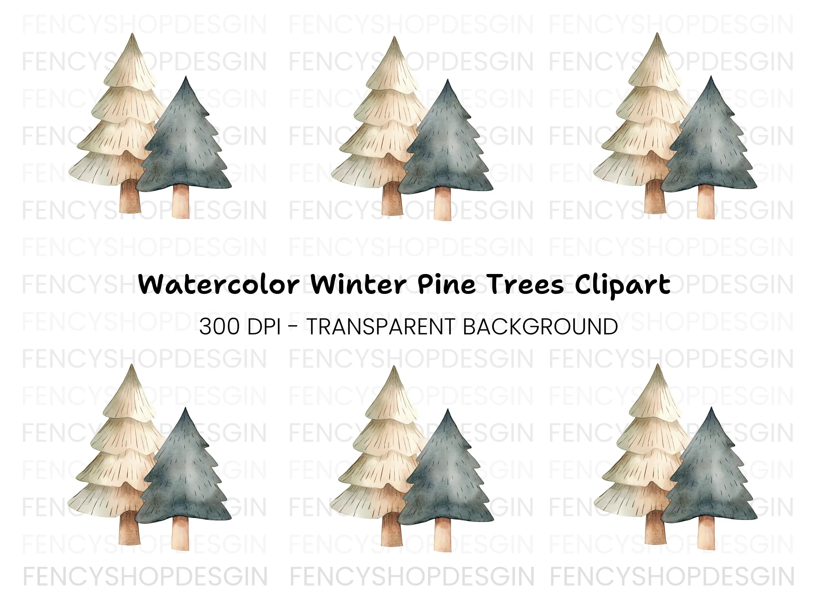 Winter Tree Clipart Bundle