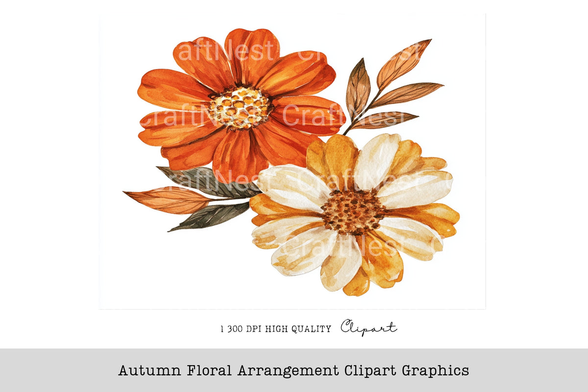 Autumn Floral Arrangement Graphics Clipart Bundle