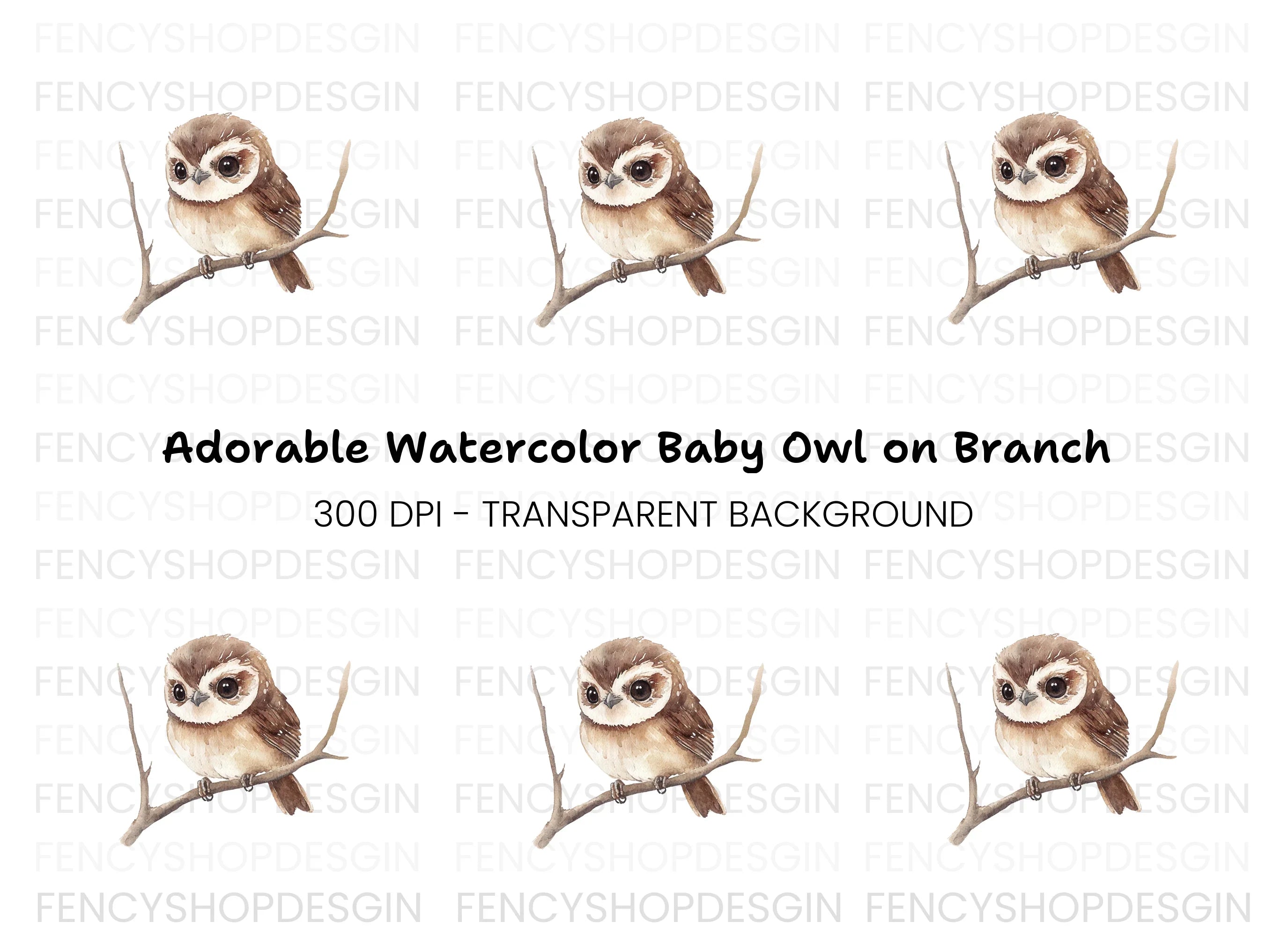 Cute Owl on Branch Clipart Bundle