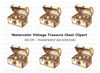 Open Treasure Chest Gold Clipart Bundle