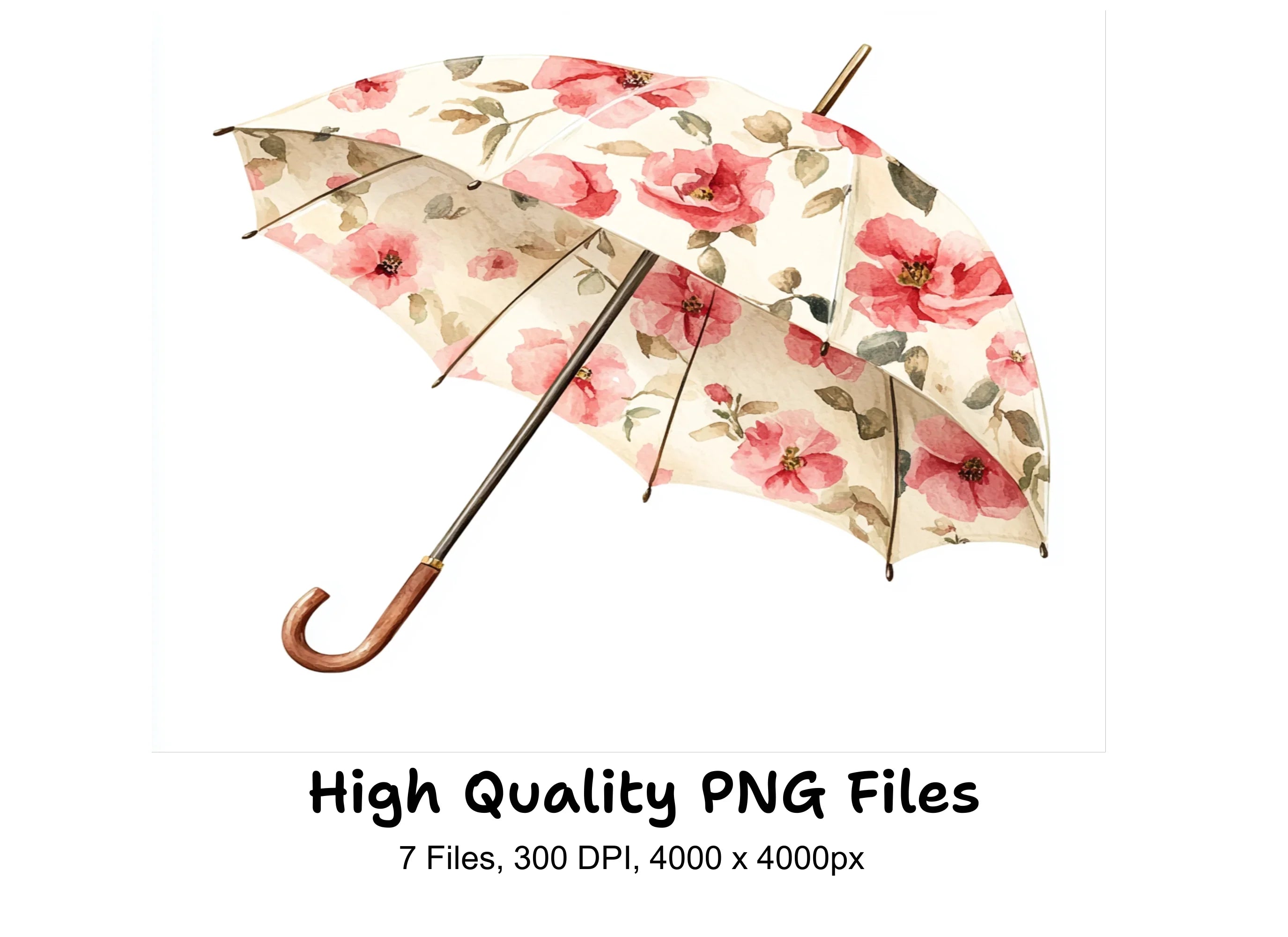 Floral Umbrellas Clipart Bundle