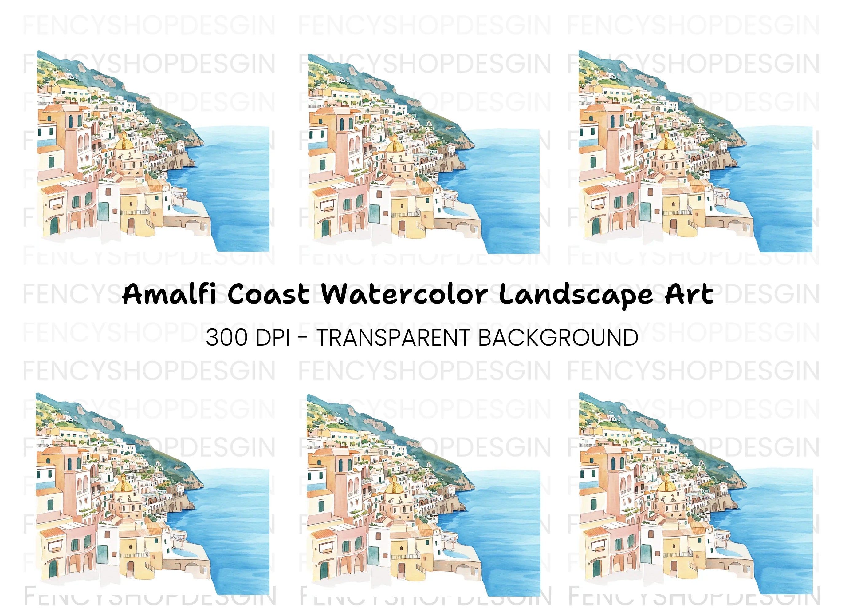 Italian Coastal Village Clipart Bundle