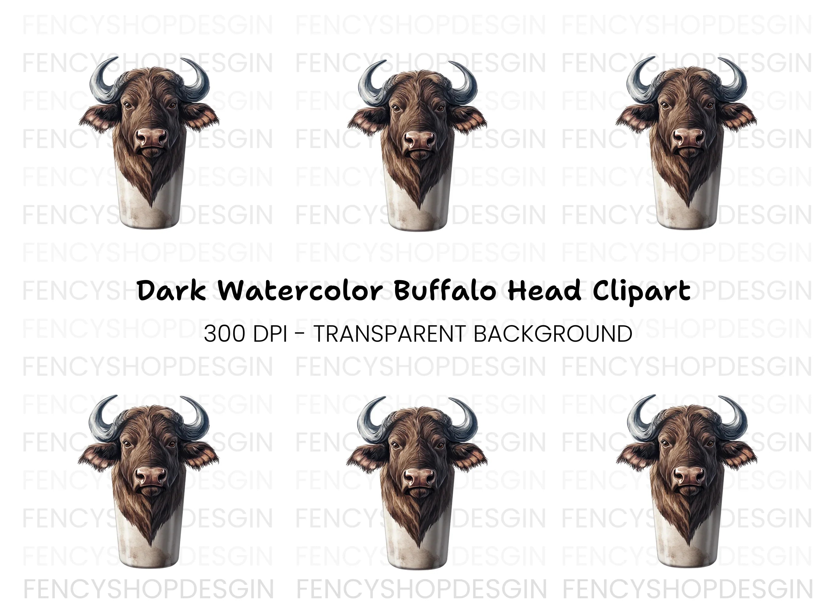 Majestic Buffalo Head Clipart Bundle