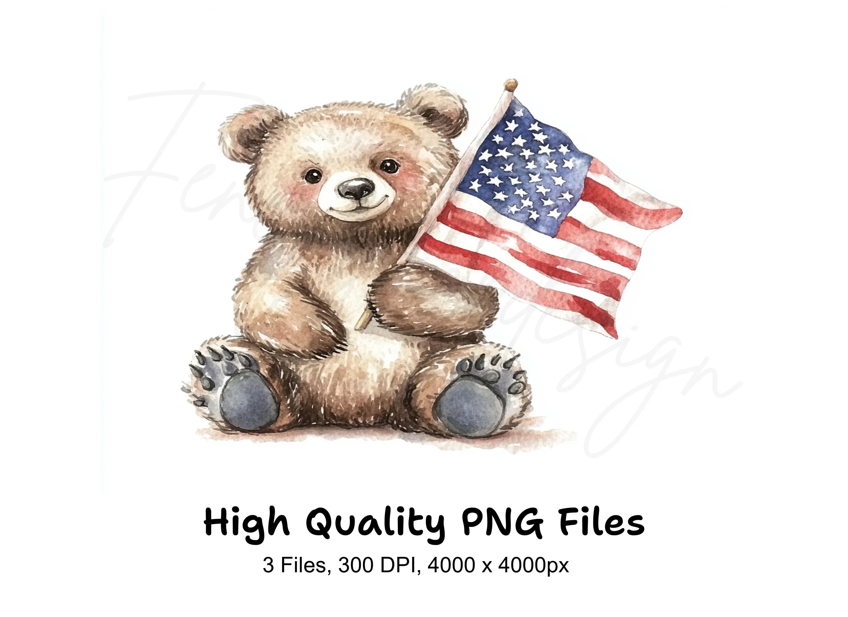 Cute Patriotic Bear Clipart Bundle