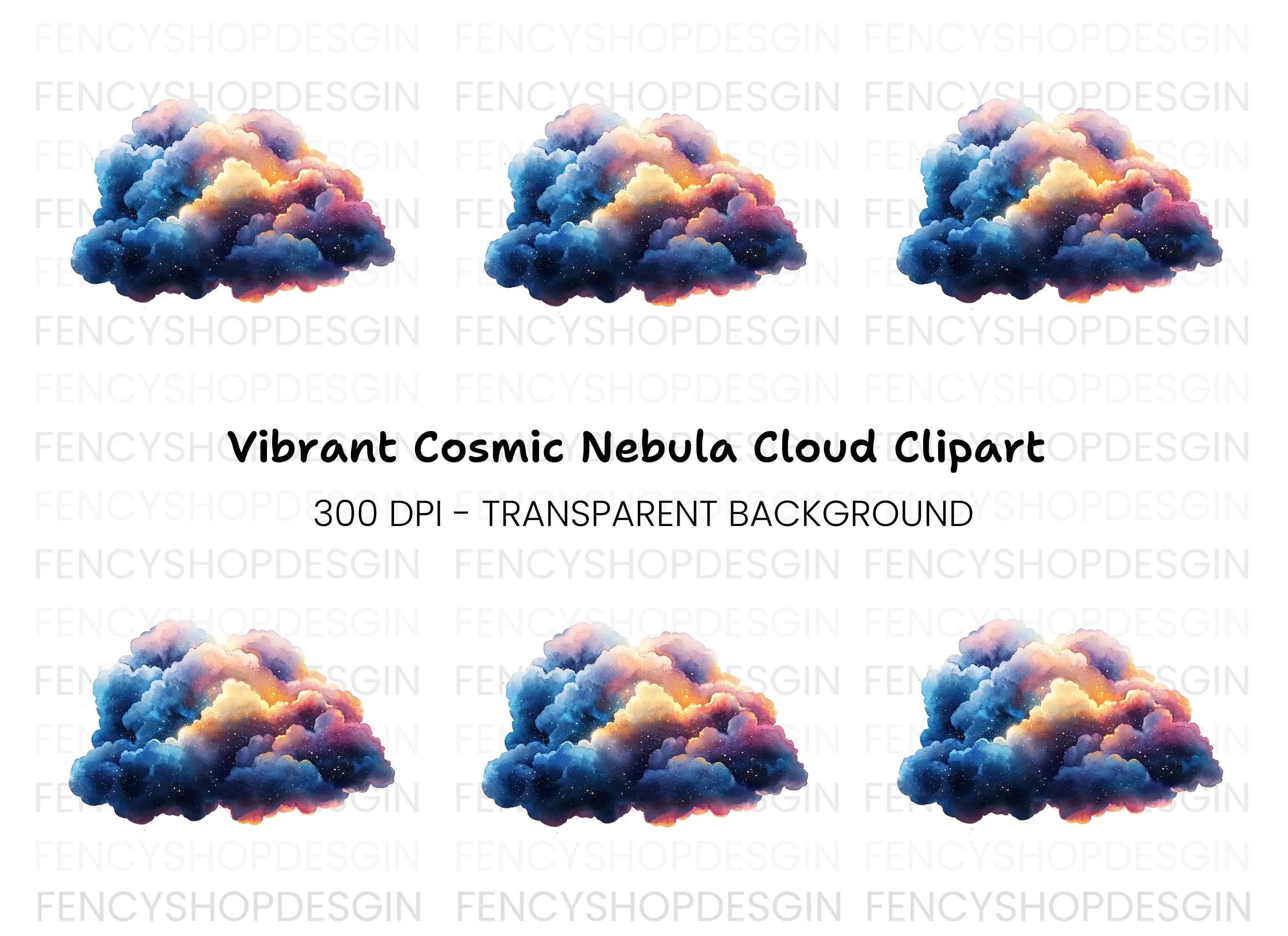 Mystical Cloud Illustration Clipart Bundle