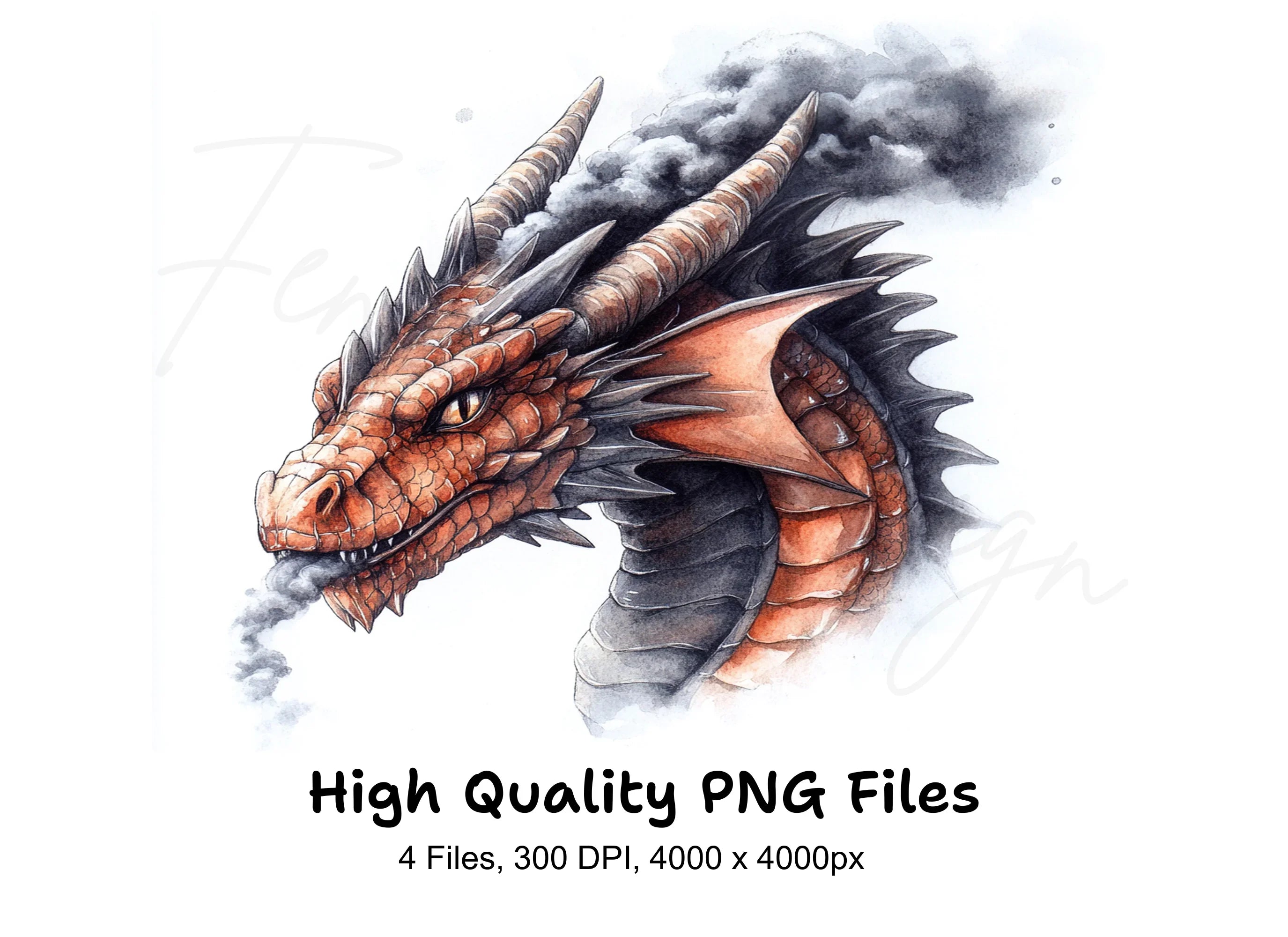 Fierce Dragon Head Clipart Bundle
