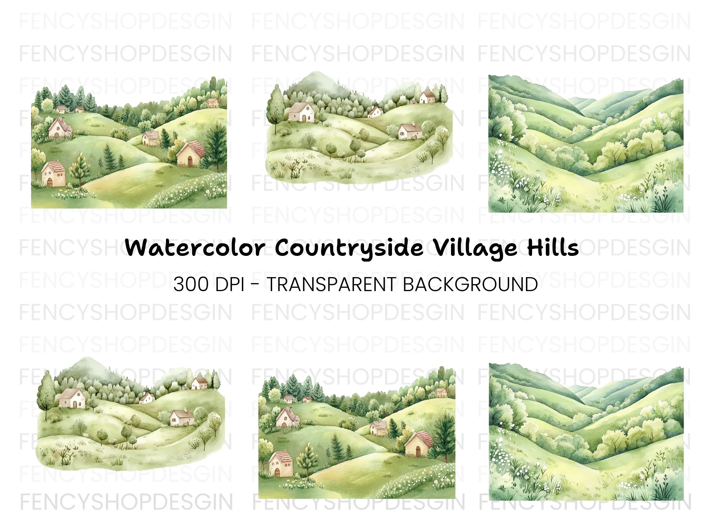 Hillside Village Clipart Bundle