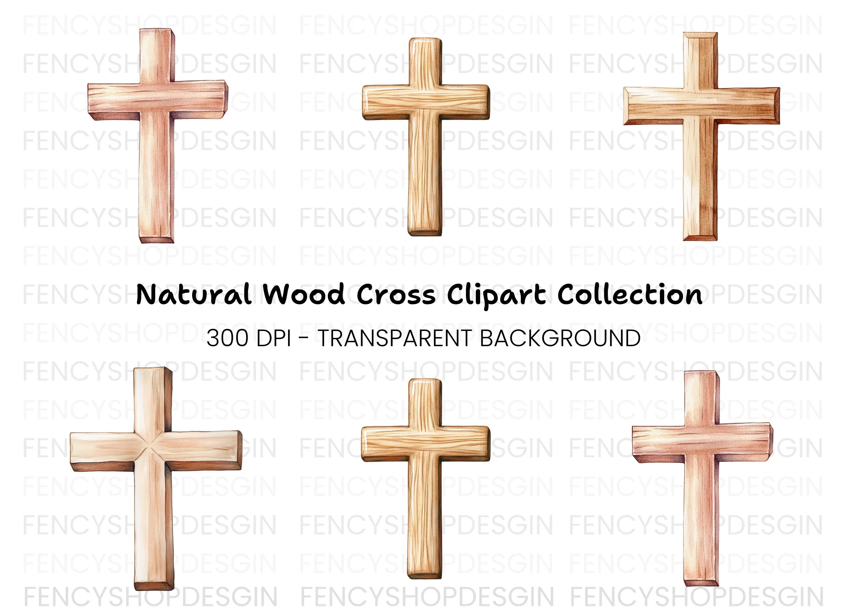 Wooden Crosses Clipart Bundle