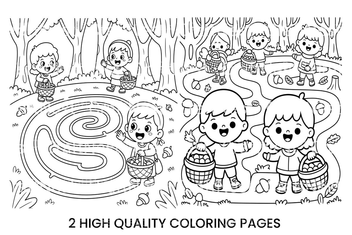Autumn Forest Maze for Kids Coloring Books