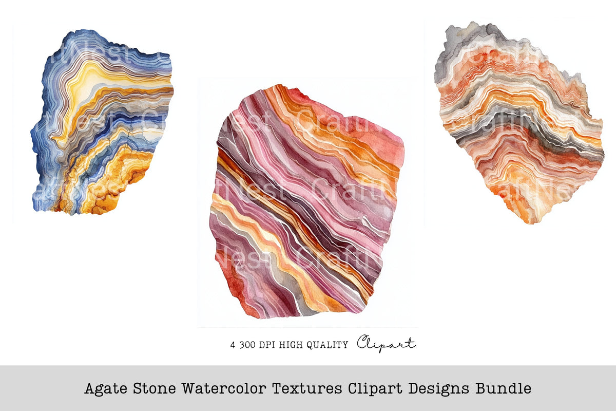 Agate Stone Textures Designs Clipart Bundle