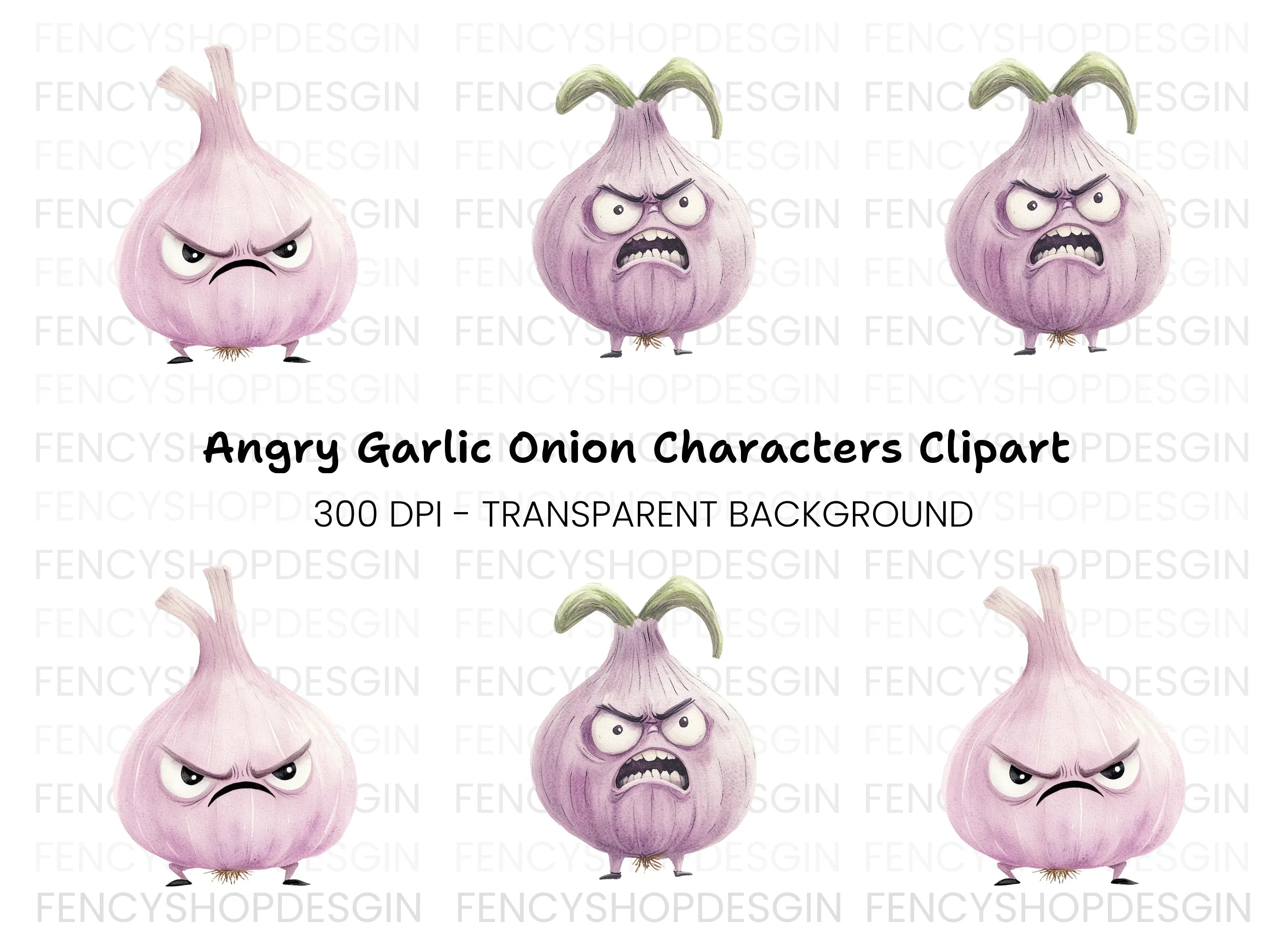 Grumpy Garlic and Onion Duo Clipart Bundle