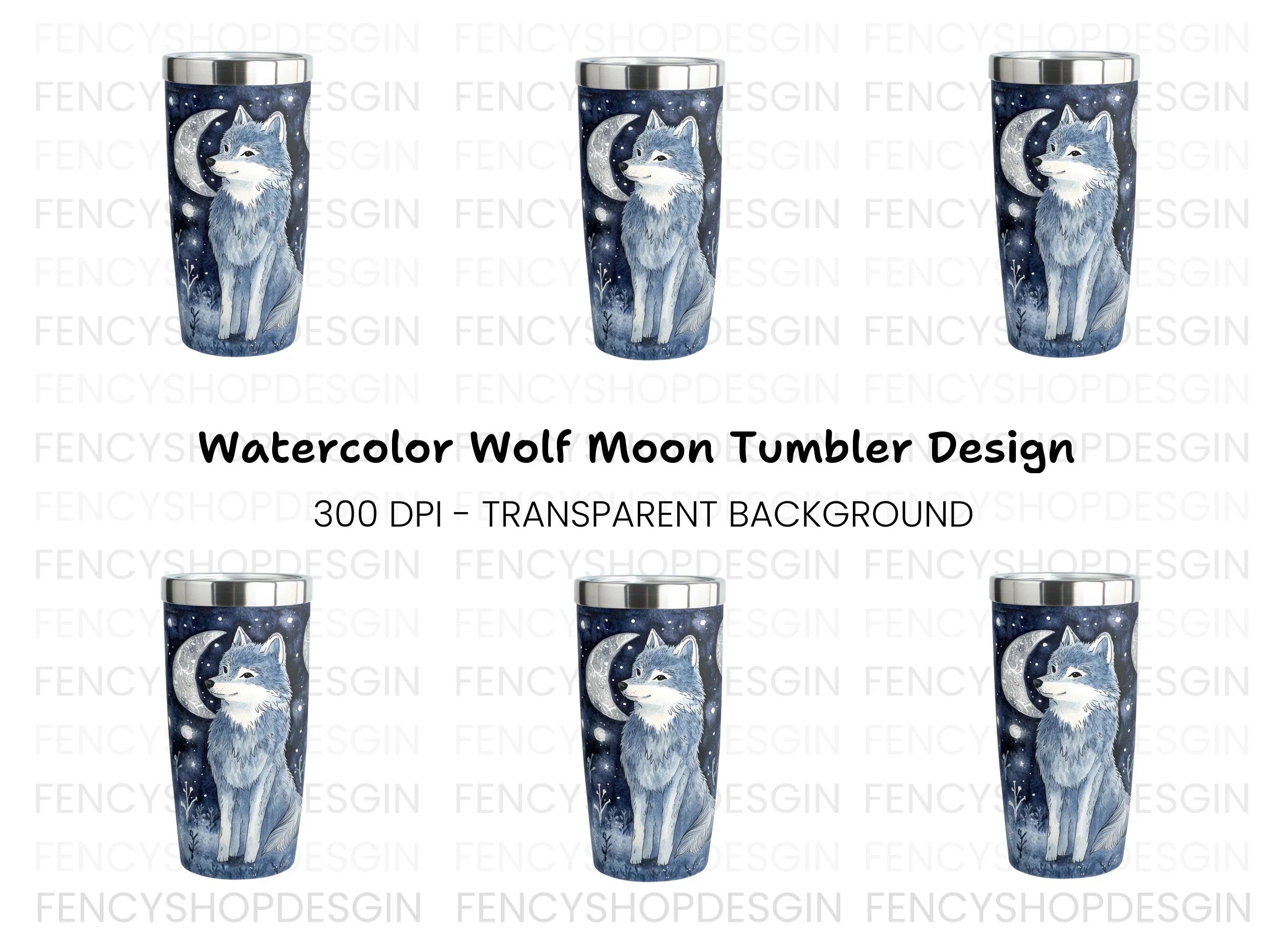 Mystical Wolf Moon Tumbler Clipart Bundle