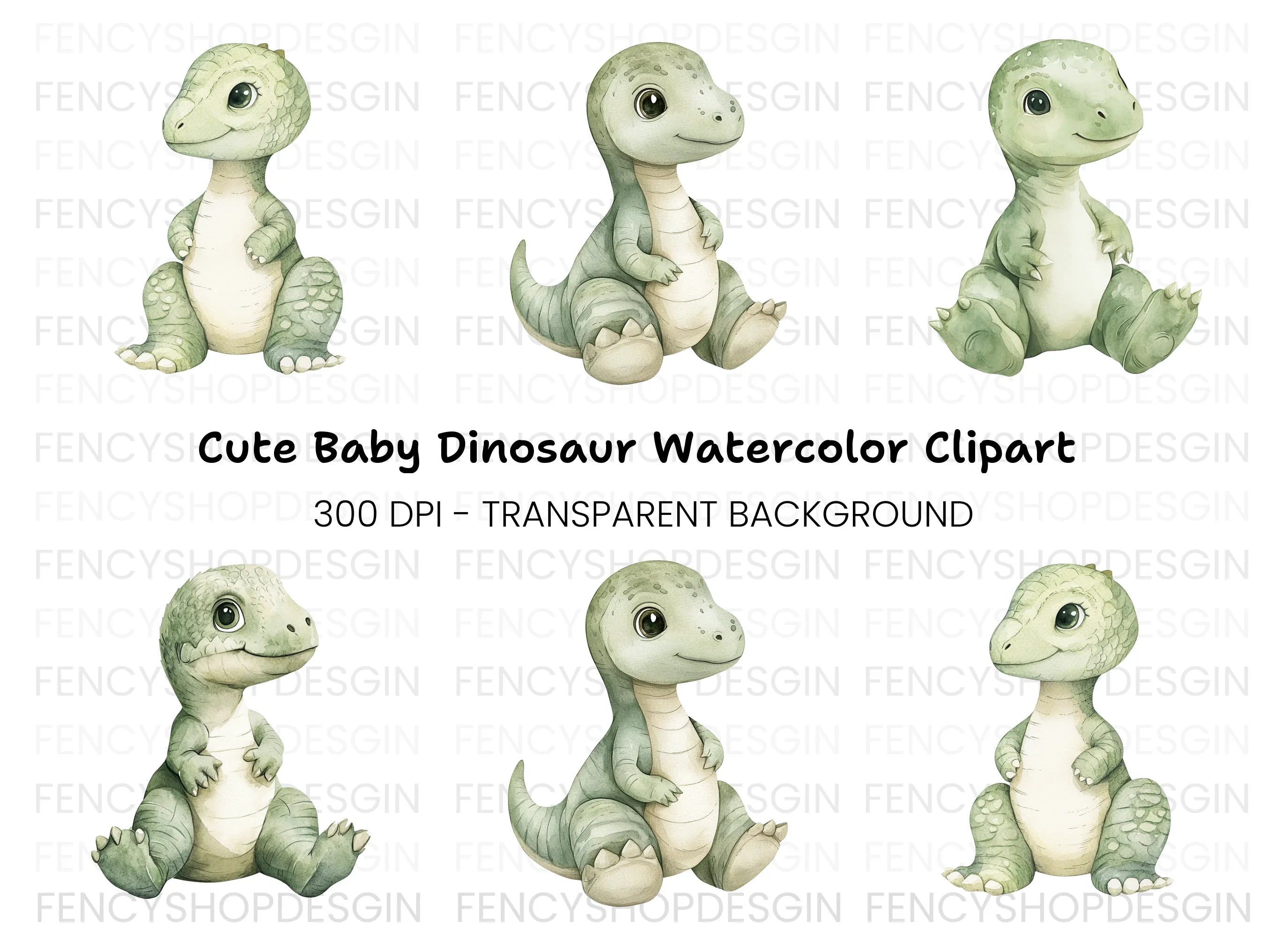 Cute Baby Dinosaur Clipart Bundle