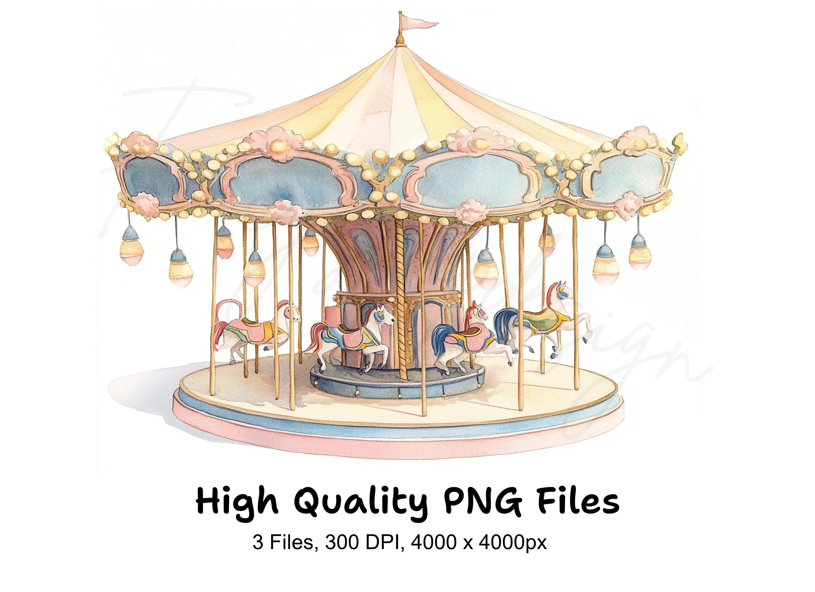 Vintage Carousel Clipart Bundle