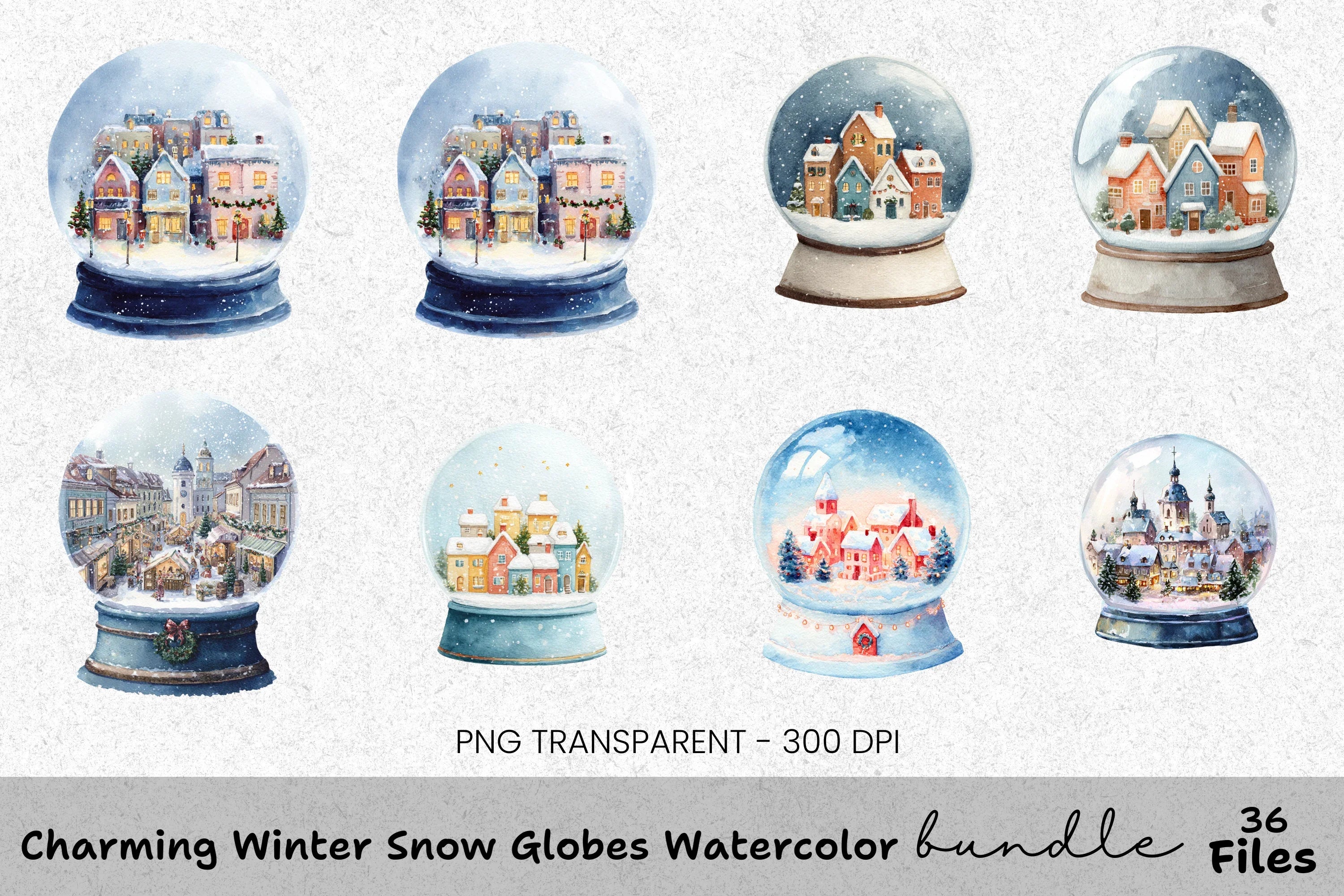 Winter Wonderland Snow Globe Clipart Bundle
