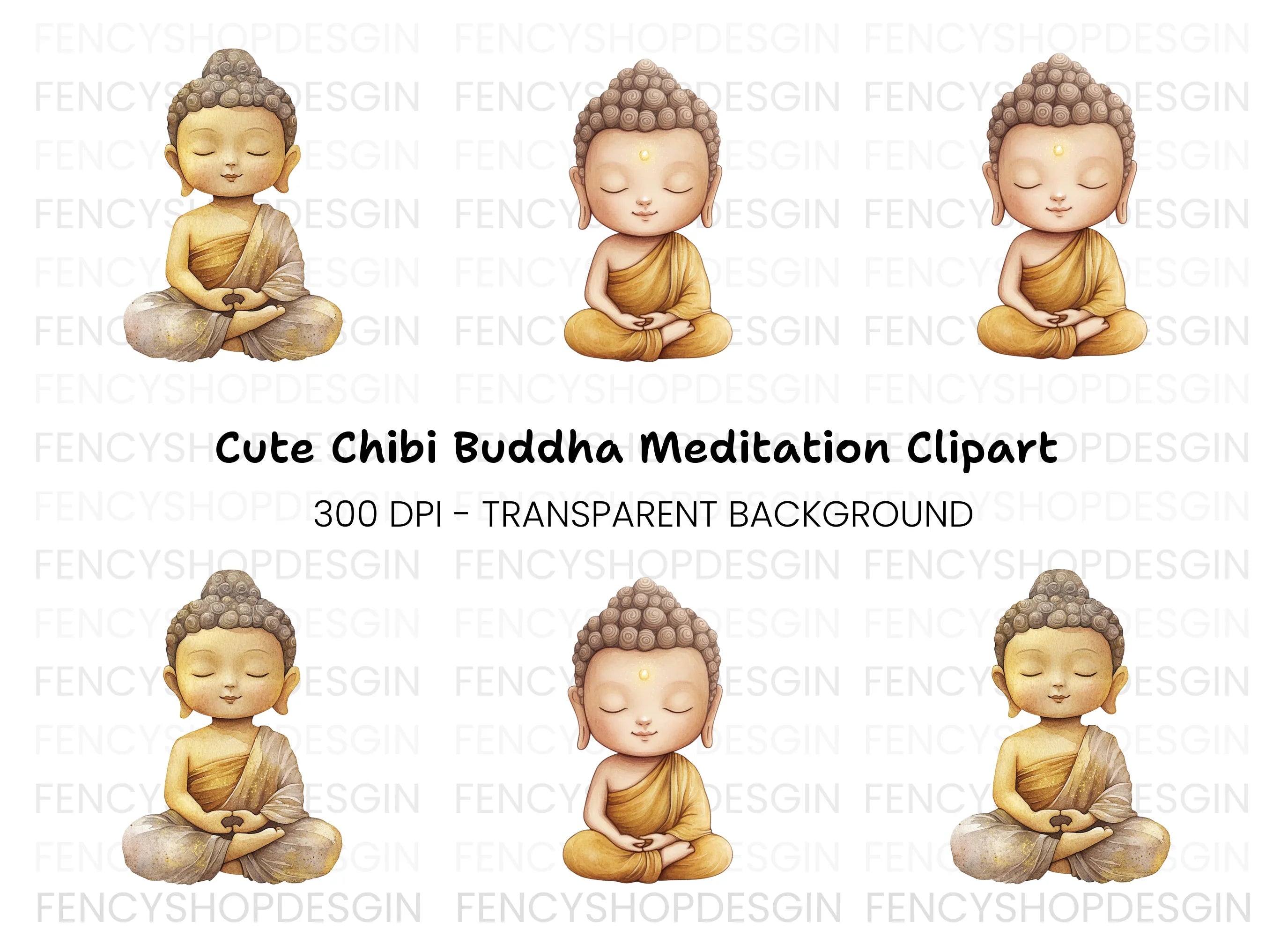 Cute Buddha Clipart Bundle