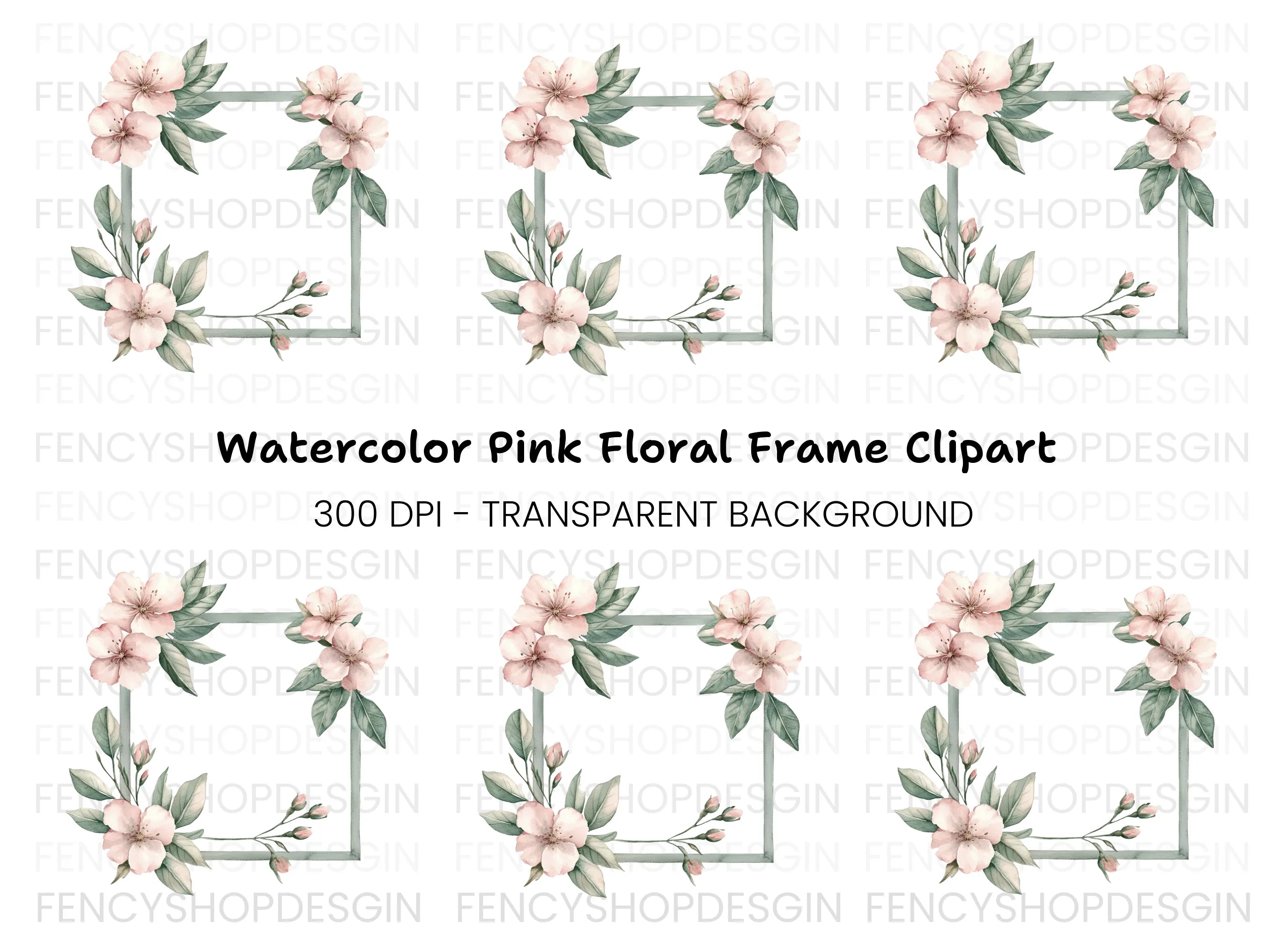 Elegant Cherry Blossom Frame Clipart Bundle