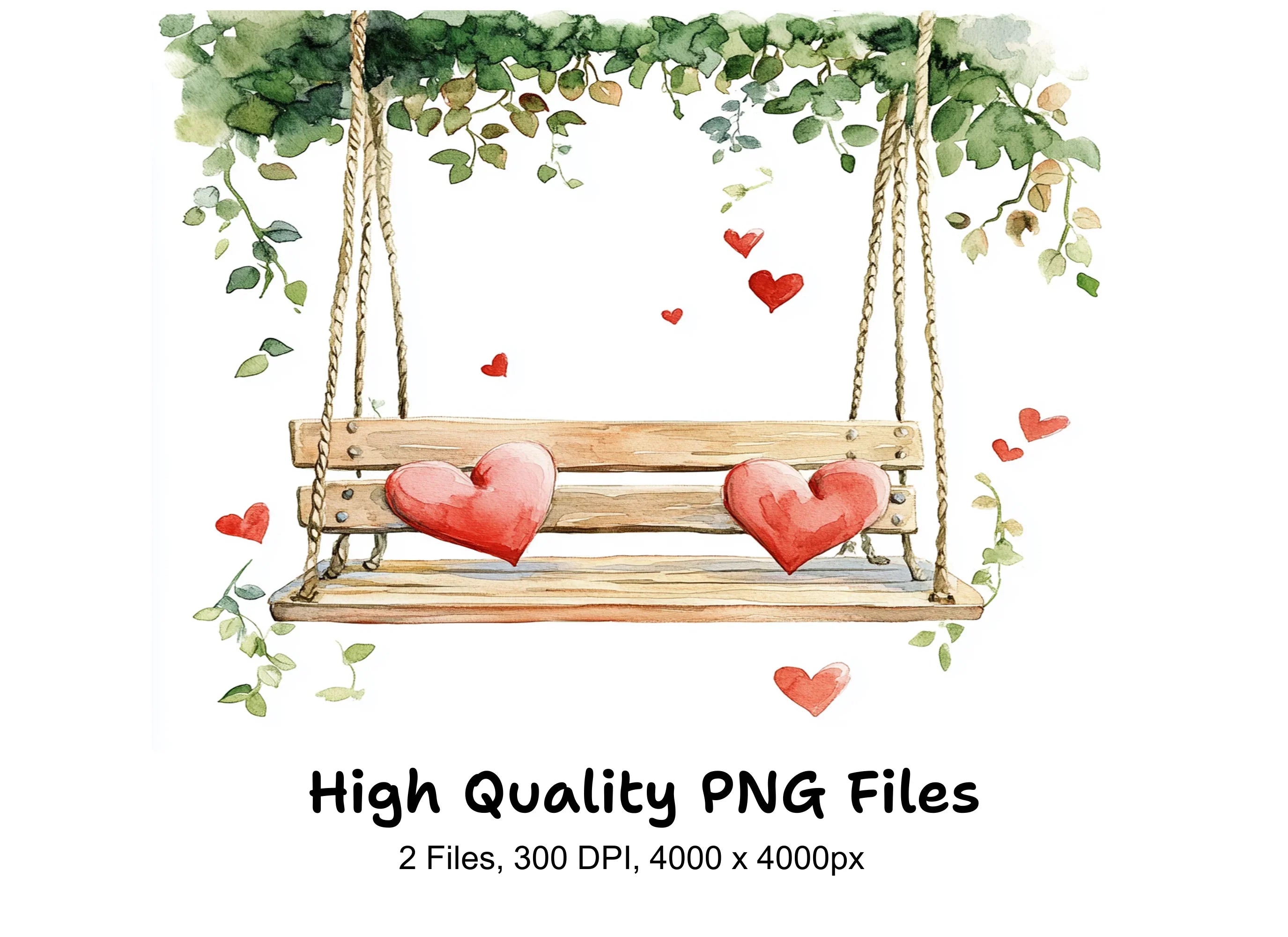Empty Swing with Hearts Clipart Bundle