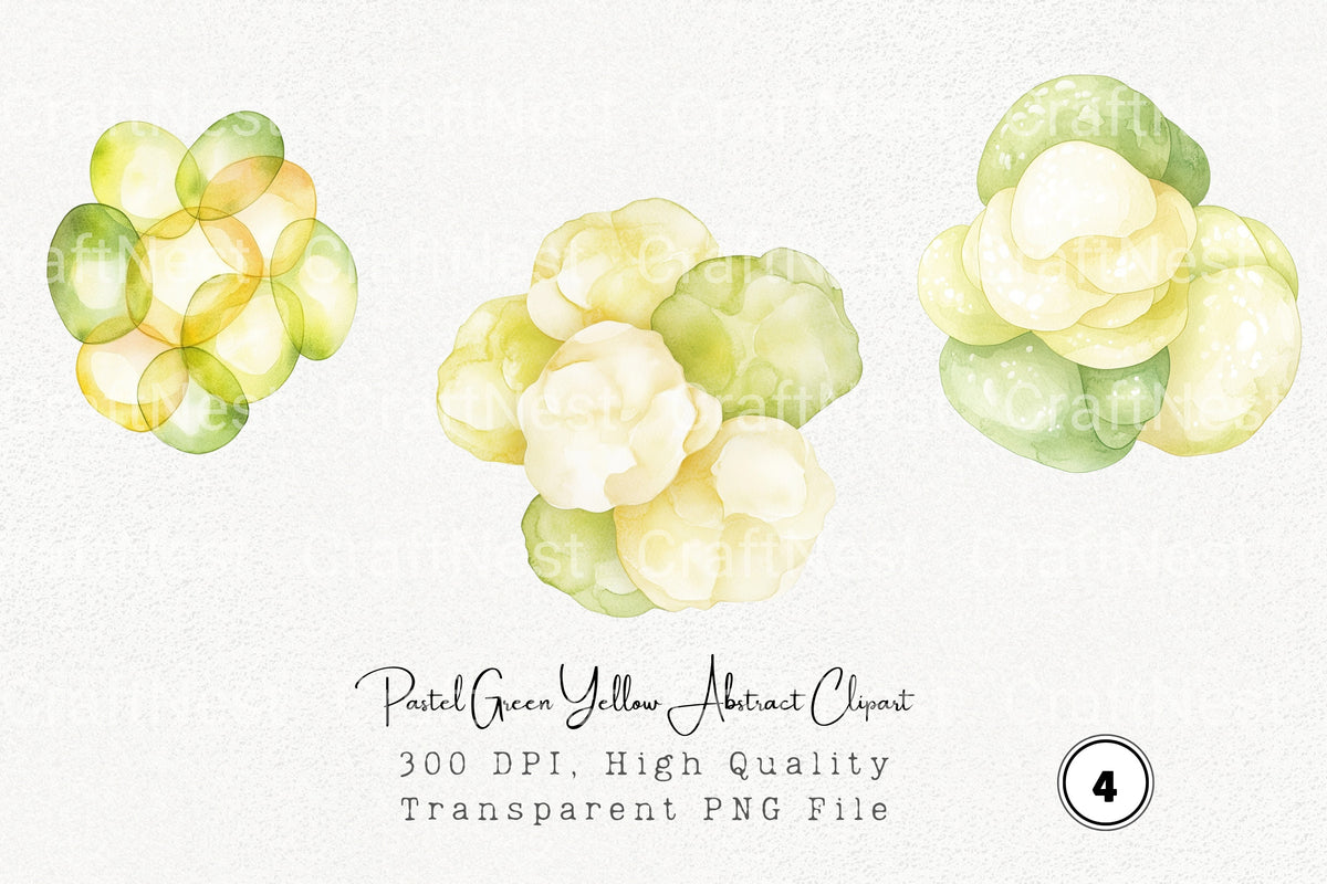 Pastel Green Yellow Abstract Clipart Bundle
