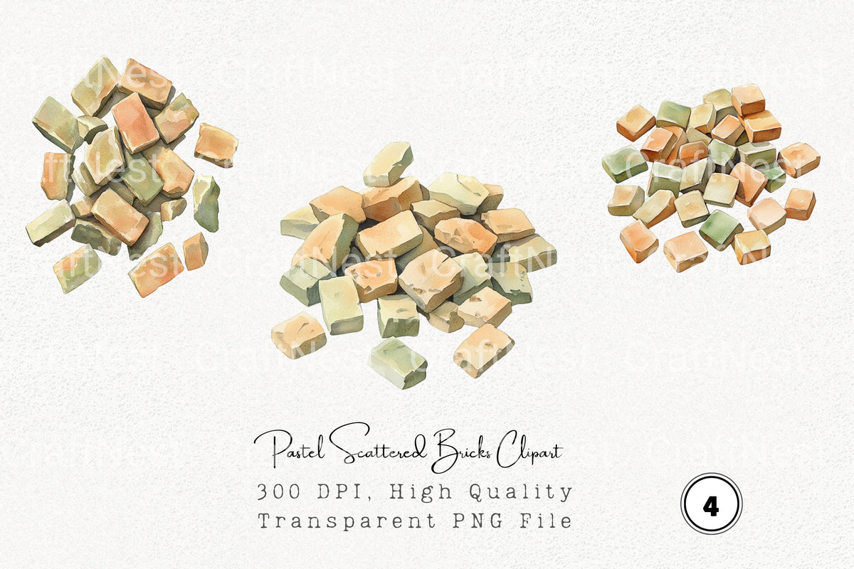 Pastel Scattered Bricks Clipart Bundle
