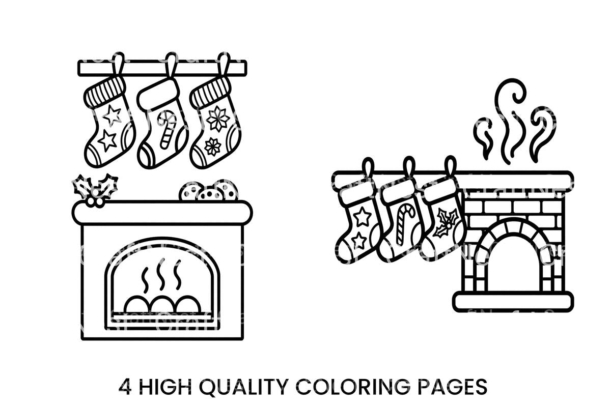Christmas Fireplace Stockings Coloring Books